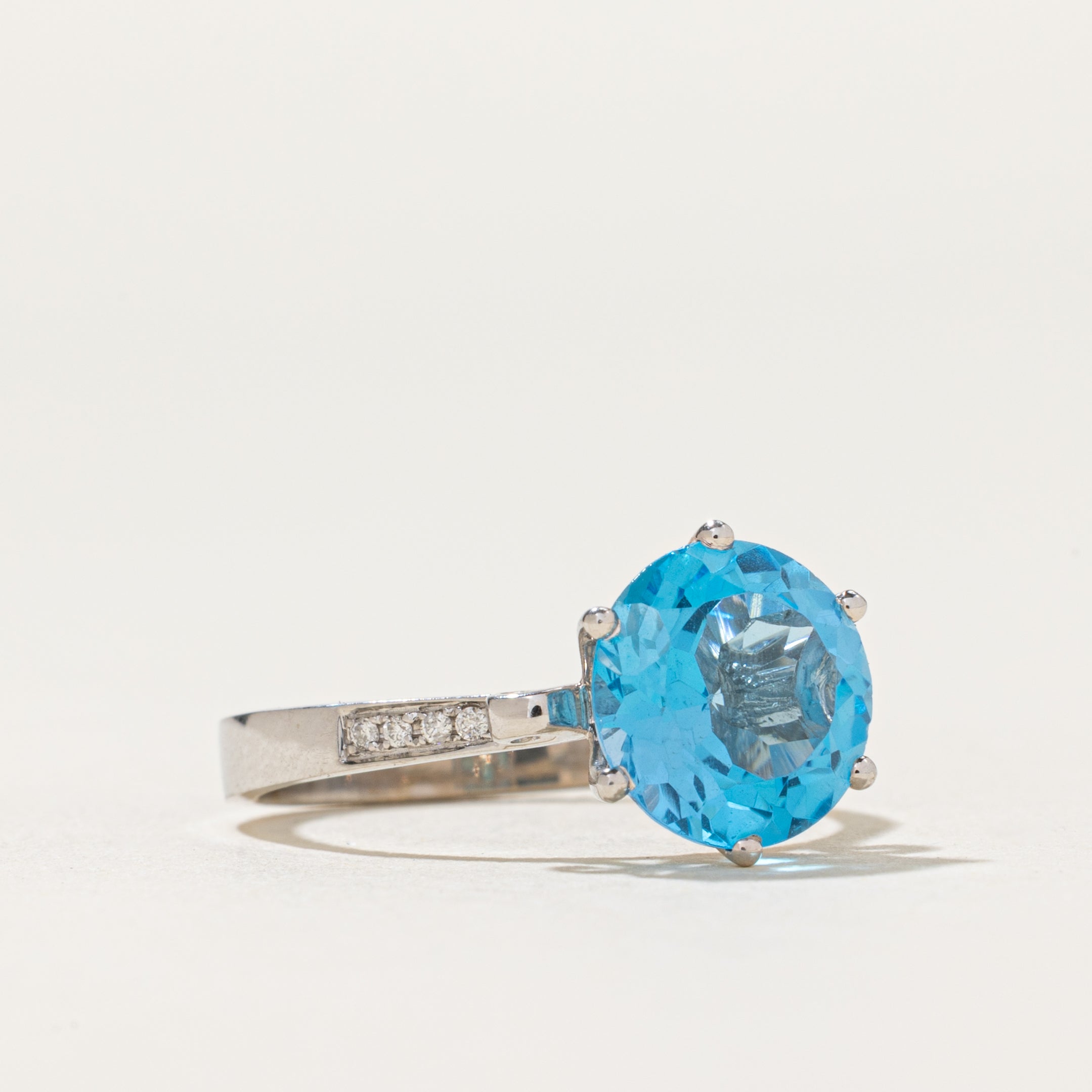 Round Cut Topaz & Diamond Ring | 2.30ct, 0.04ctw | SZ 6