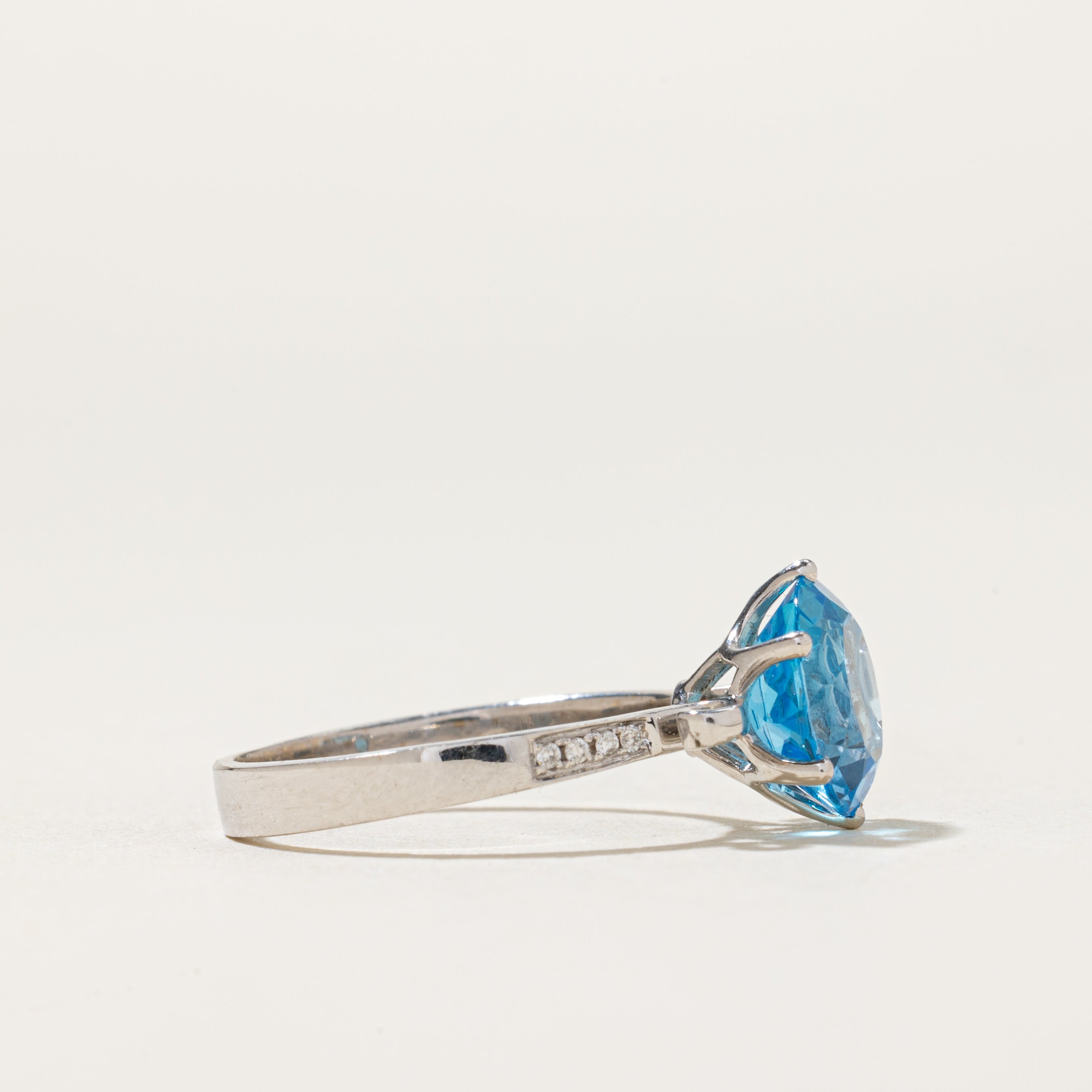 Round Cut Topaz & Diamond Ring | 2.30ct, 0.04ctw | SZ 6