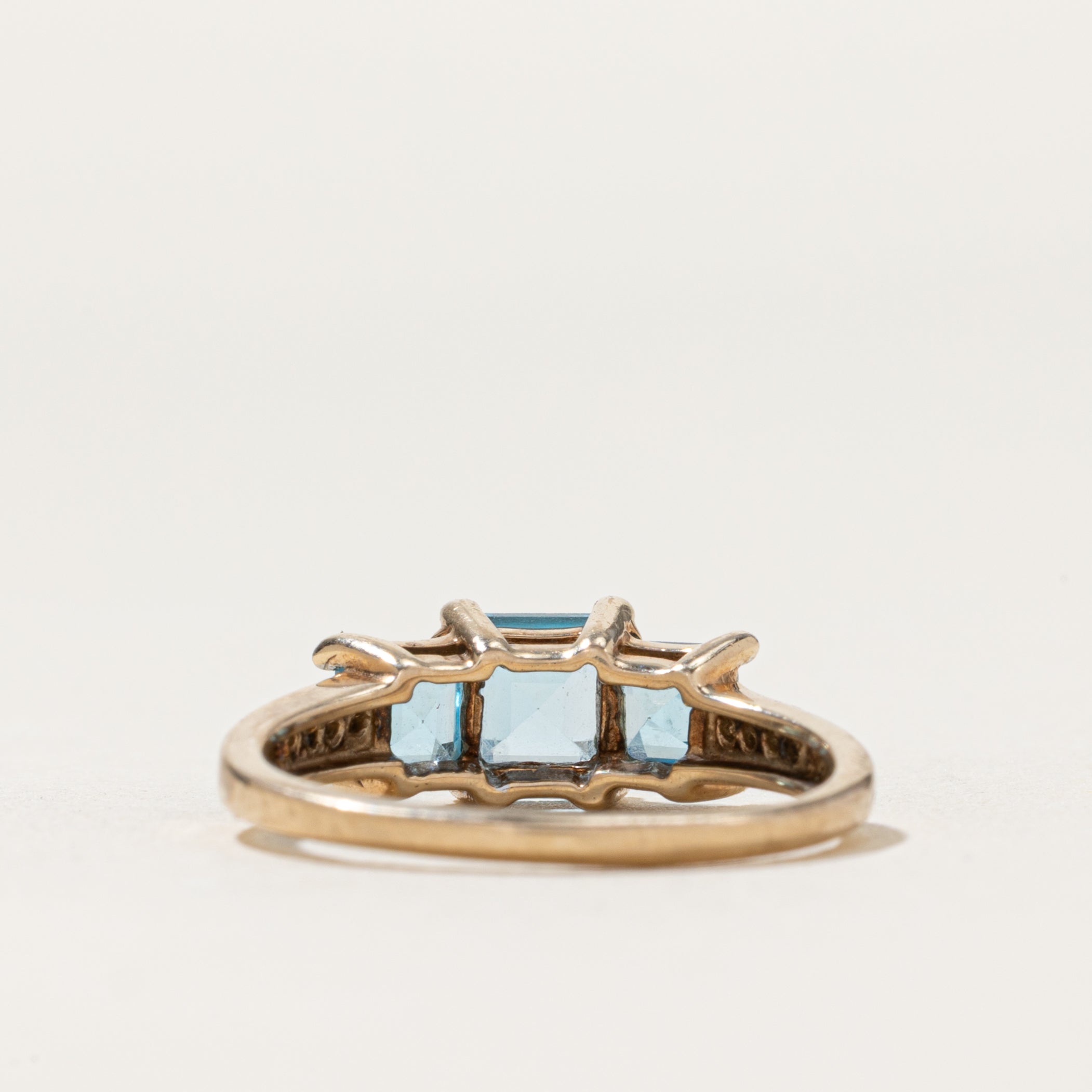 Three Stone Topaz & Diamond Ring | 1.40ctw, 0.04ctw | SZ 7
