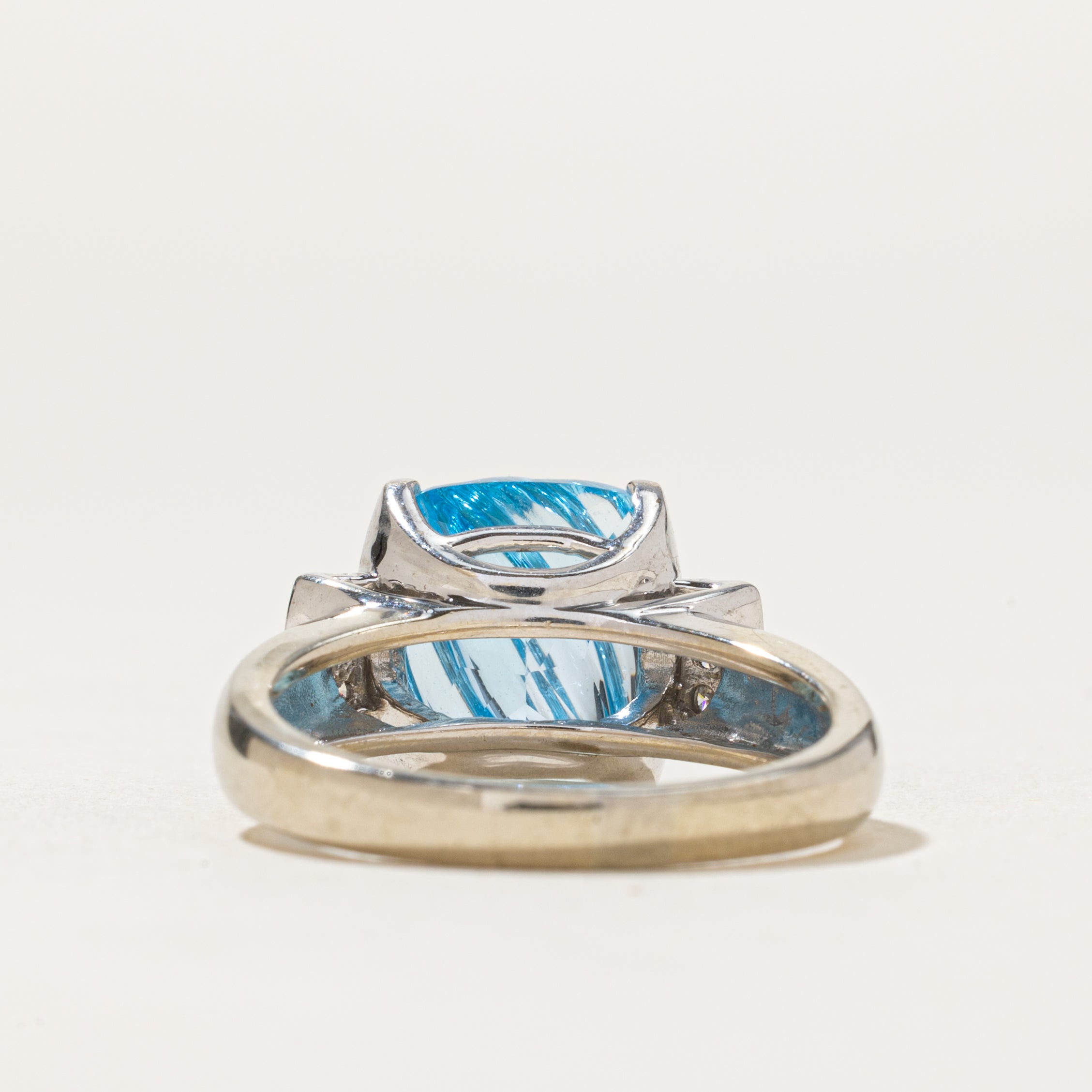Carved Topaz & Diamond Cocktail Ring | 4.50ct, 0.03ctw | SZ 8