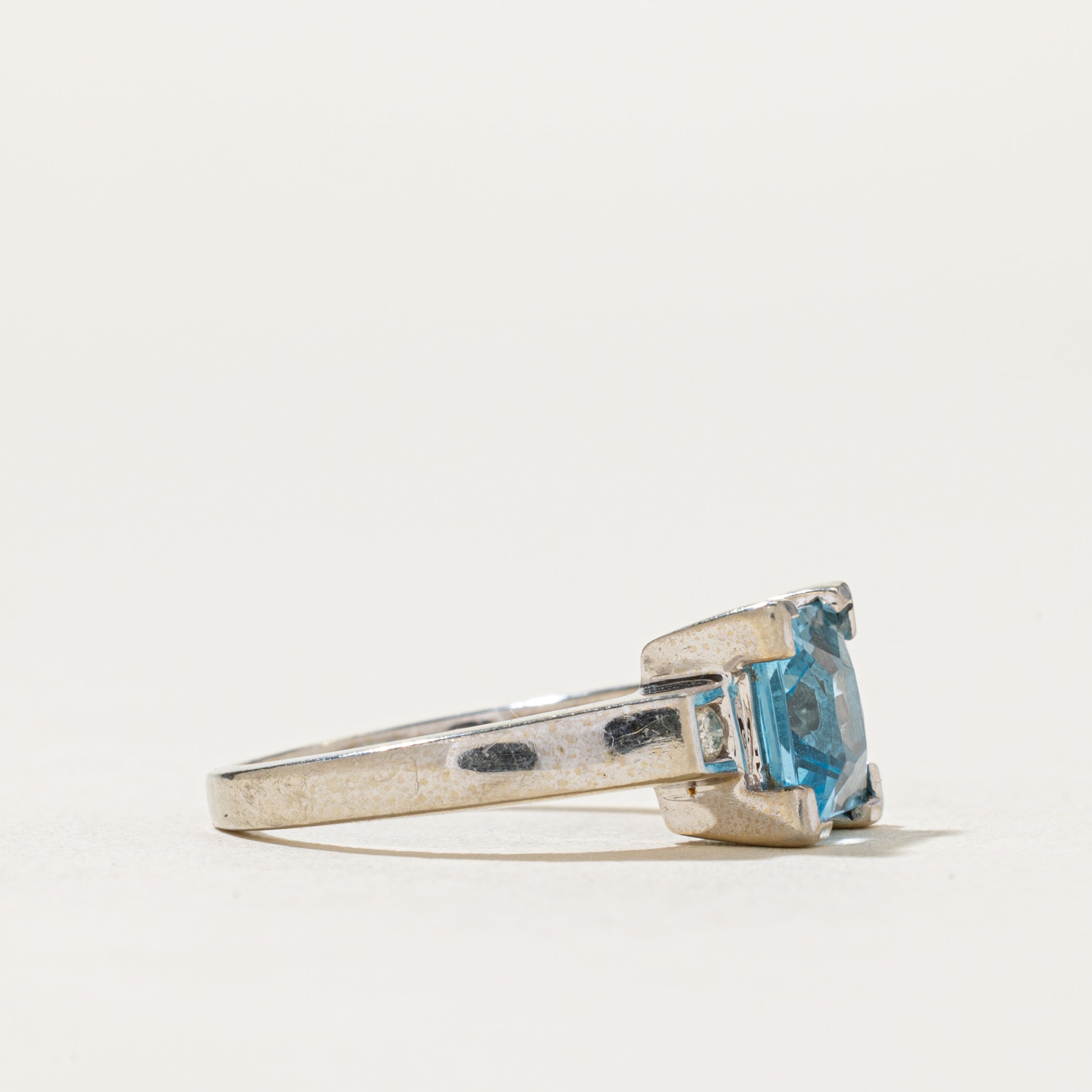 Square Cut Topaz & Diamond Ring | 1.72ct, 0.03ctw | SZ 4.75