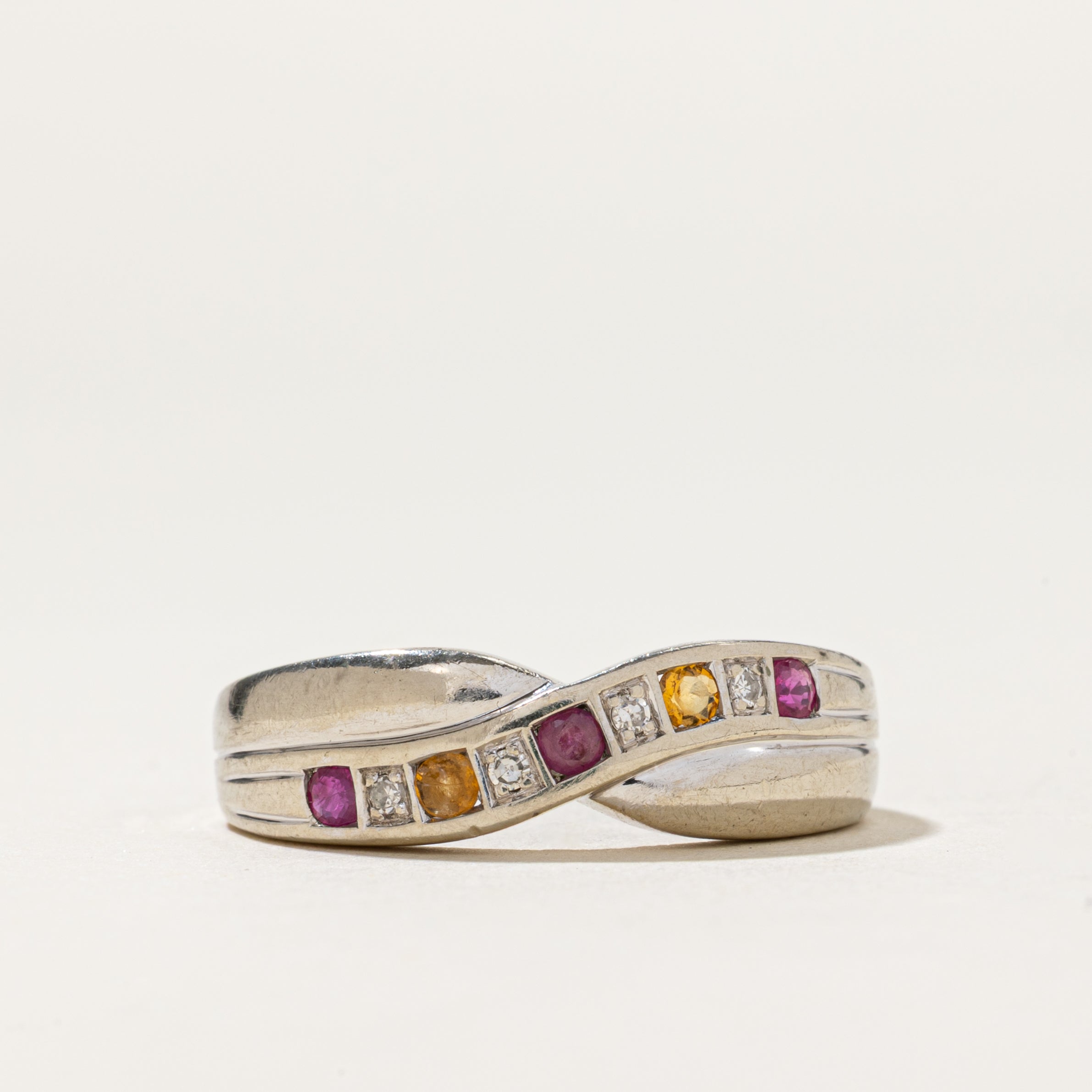 Mixed Gemstone Crossover Ring | 0.08ctw, 0.02ctw | SZ 8