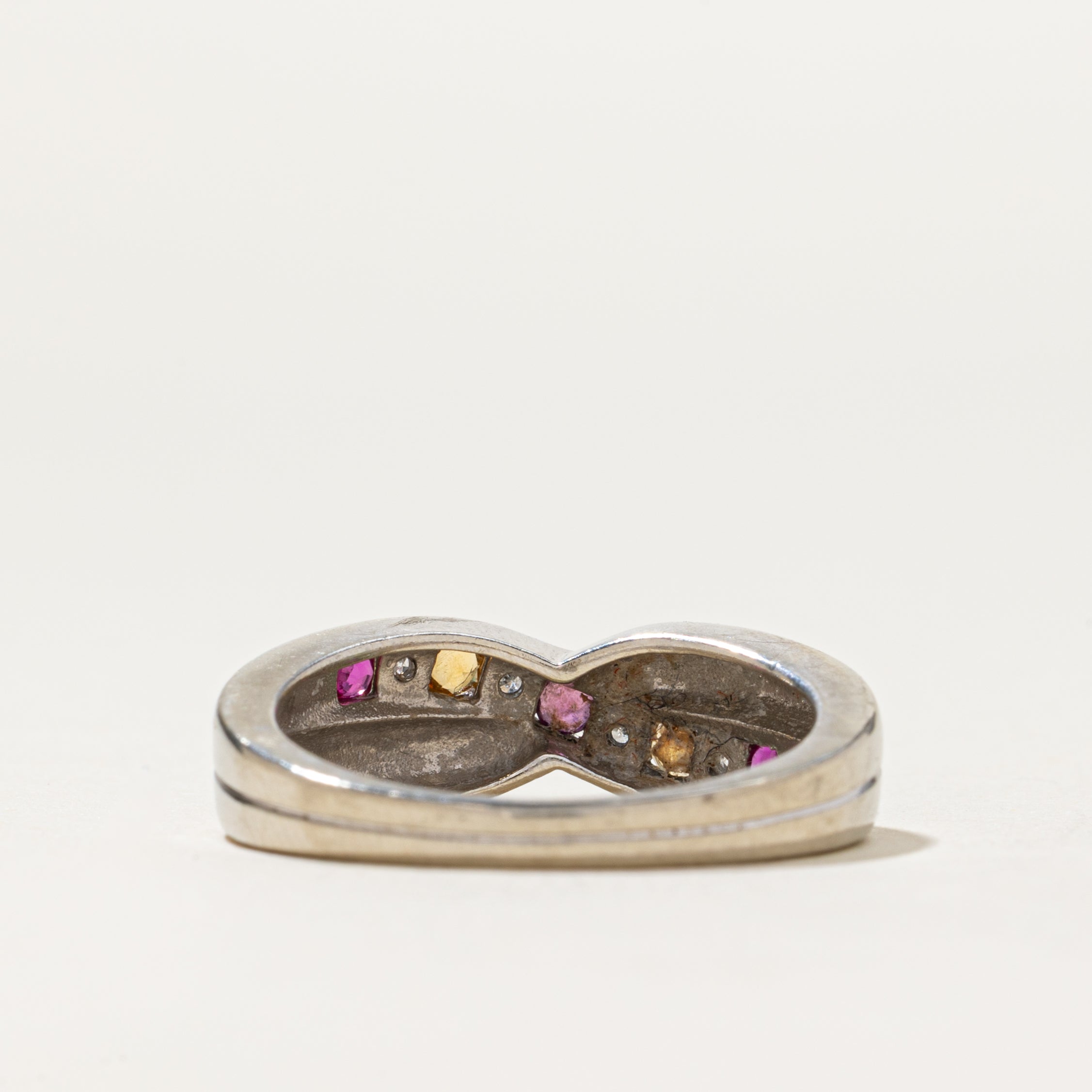 Mixed Gemstone Crossover Ring | 0.08ctw, 0.02ctw | SZ 8