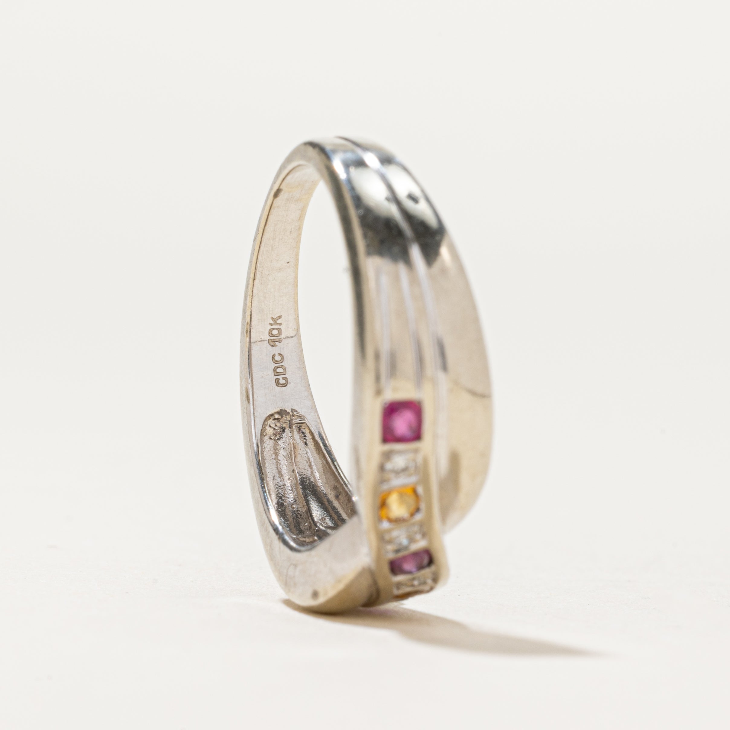 Mixed Gemstone Crossover Ring | 0.08ctw, 0.02ctw | SZ 8