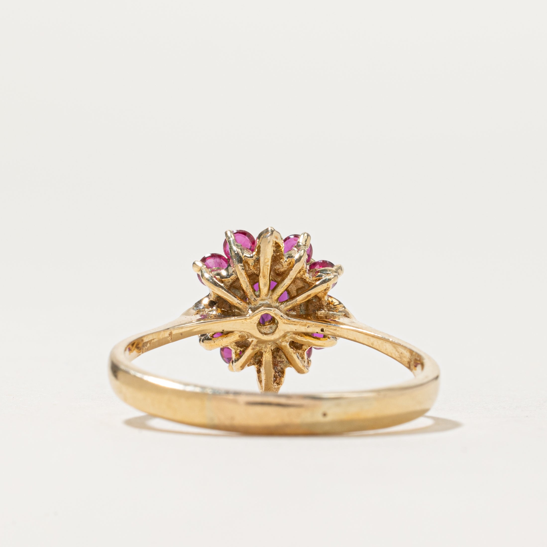 Ruby & Diamond Cluster Ring | 0.45ctw, 0.02ctw | SZ 8.5