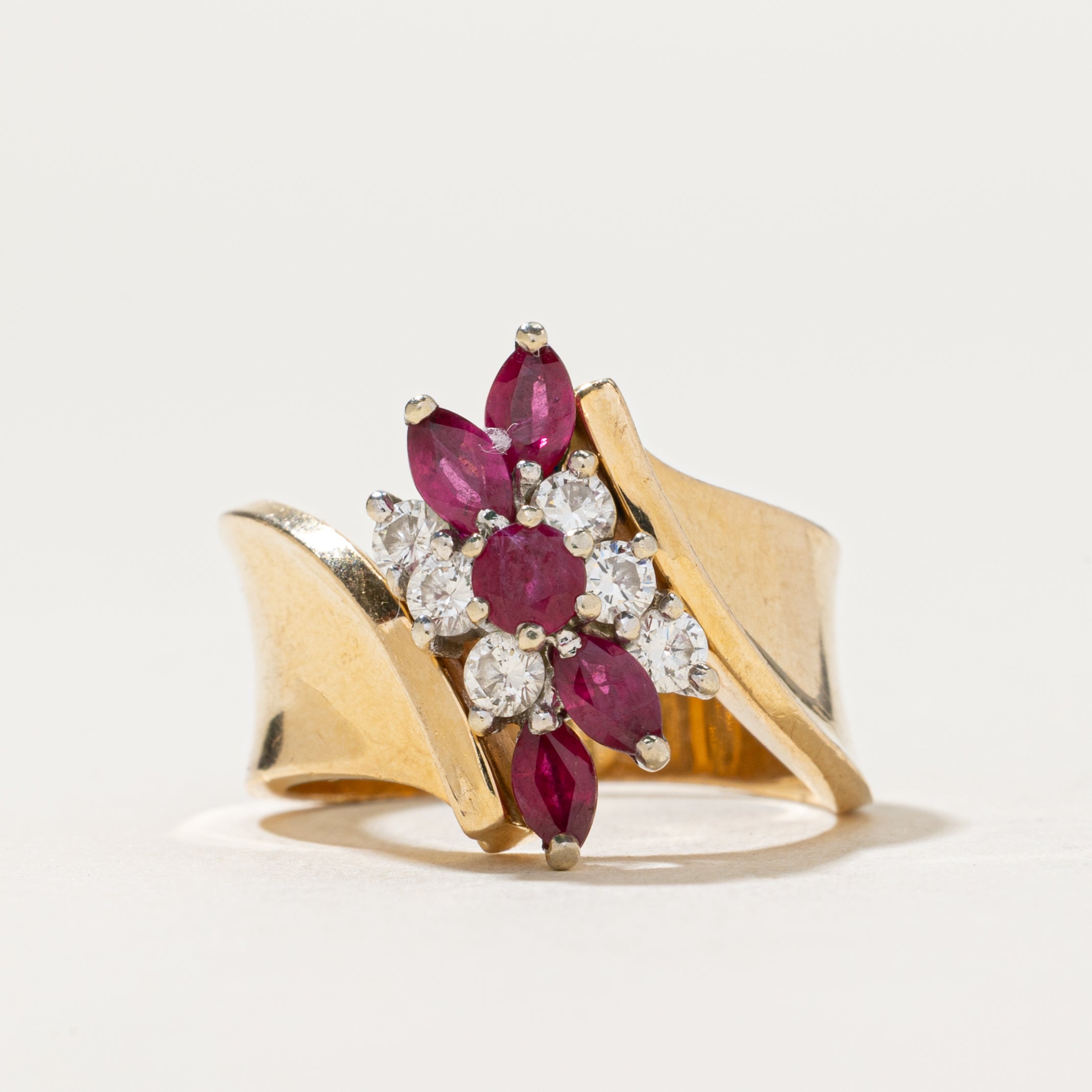 Ruby & Diamond Cluster Ring| 0.38ctw, 0.30ctw | SZ 6.25