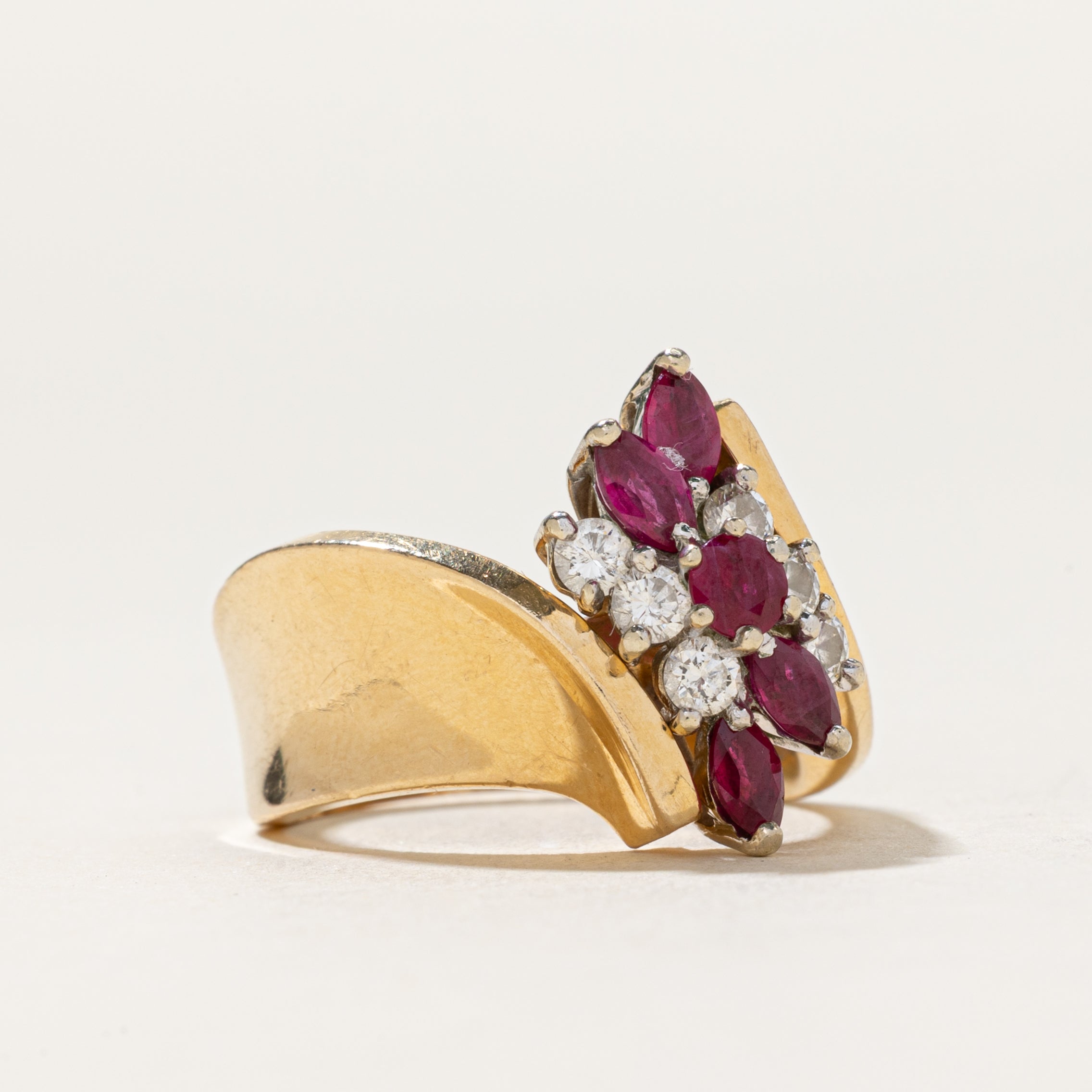 Ruby & Diamond Cluster Ring| 0.38ctw, 0.30ctw | SZ 6.25