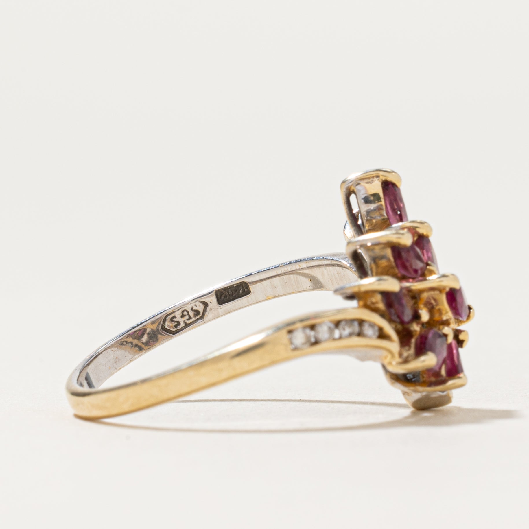 Ruby & Diamond Cluster Ring | 0.45ctw, 0.08ctw | SZ 6.25