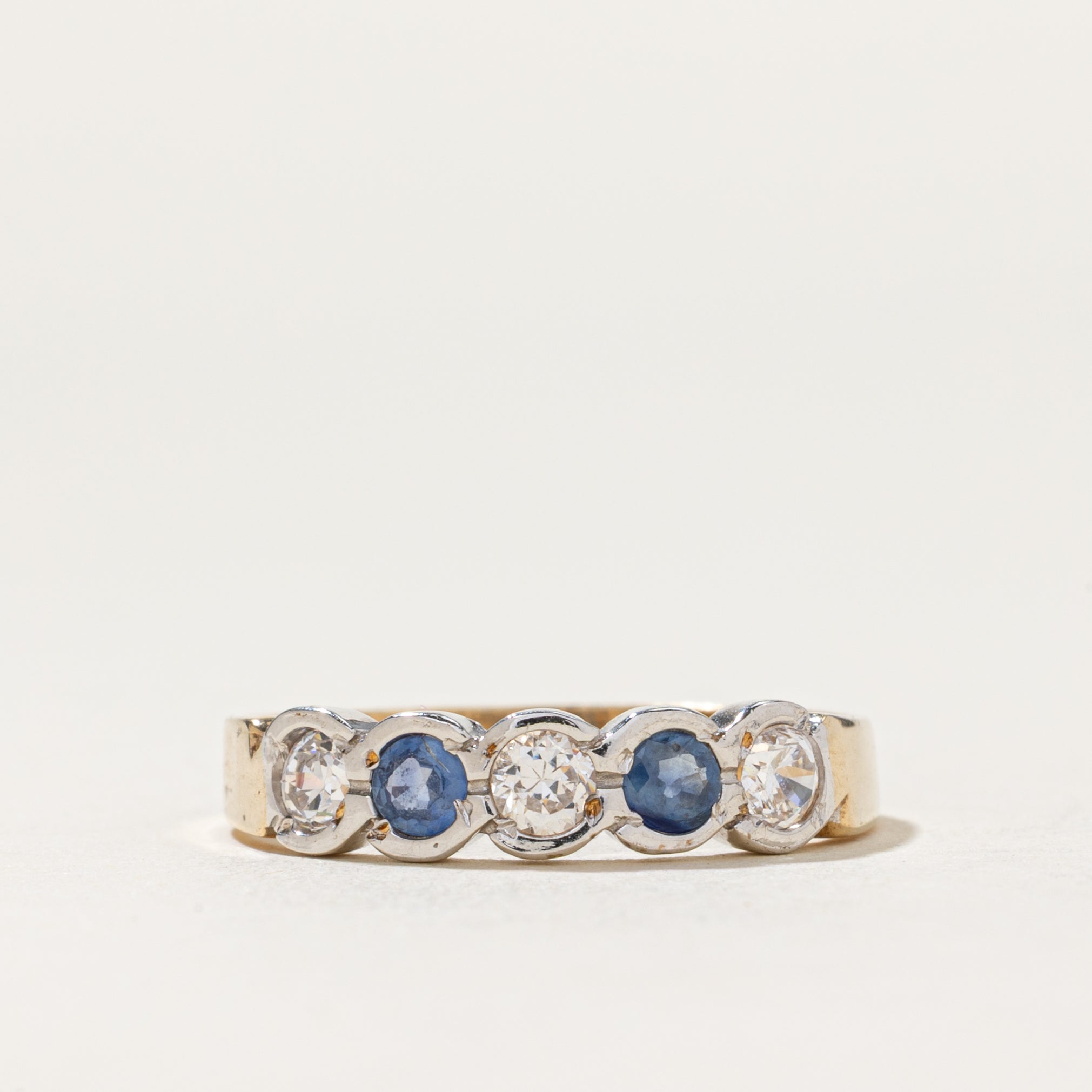 2006 Birmingham Five Stone Zircon & Sapphire Ring | 0.48ctw | SZ 7.75