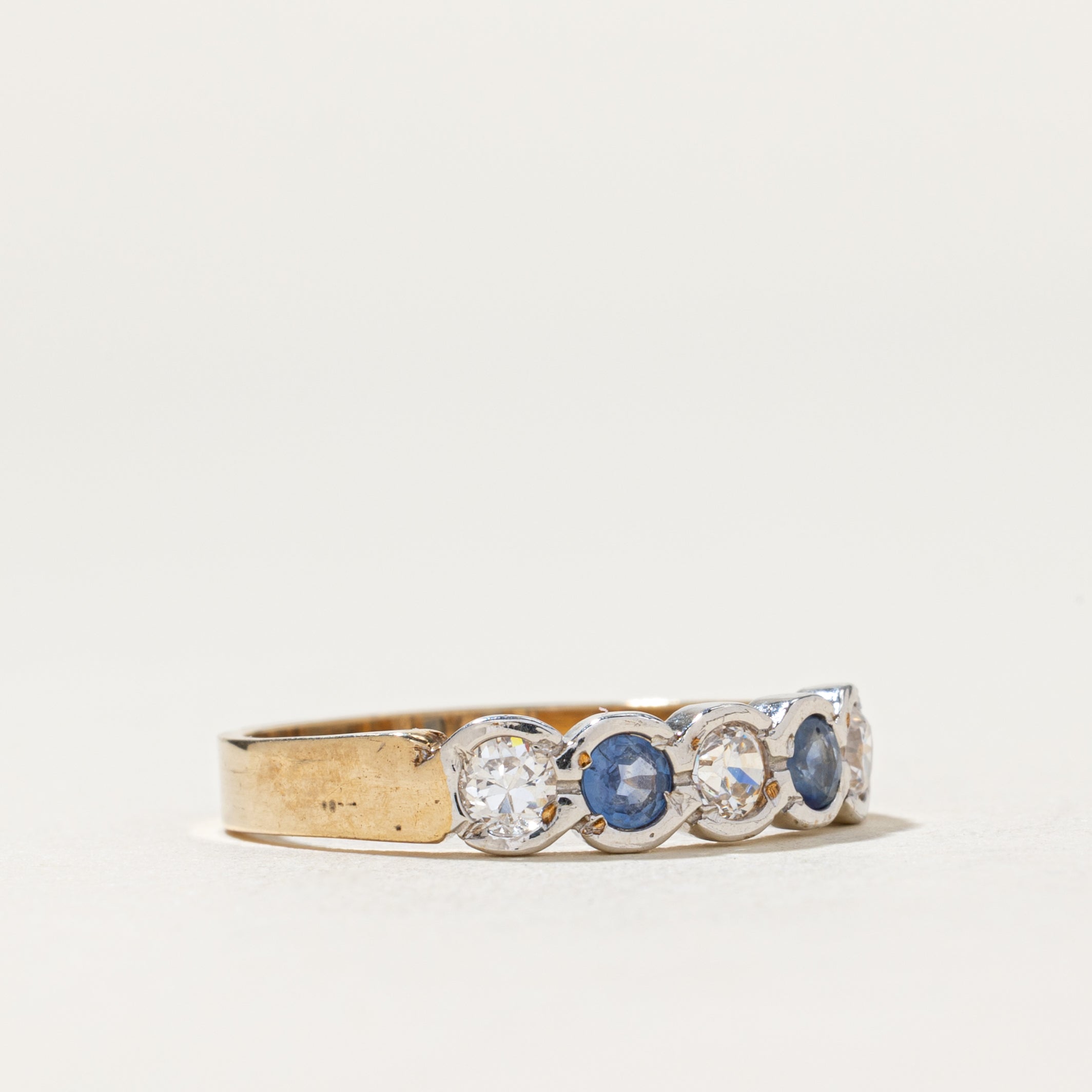 2006 Birmingham Five Stone Zircon & Sapphire Ring | 0.48ctw | SZ 7.75