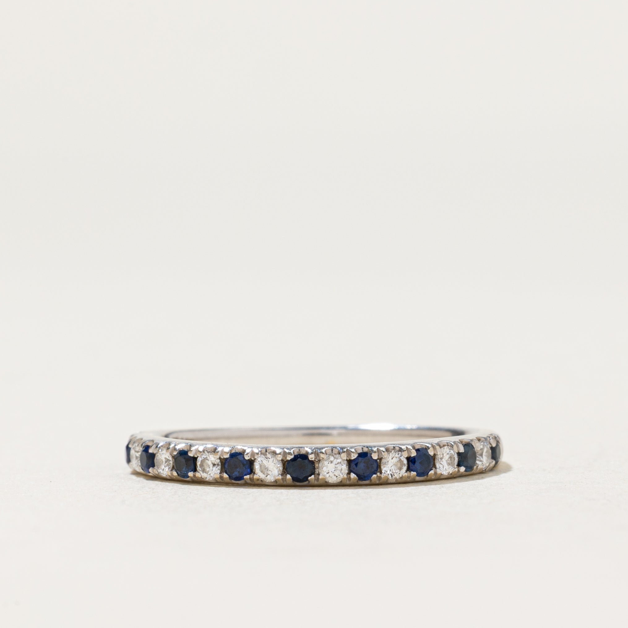 Semi Eternity Sapphire & Diamond Ring | 0.10ctw, 0.09ctw | SZ 5.5