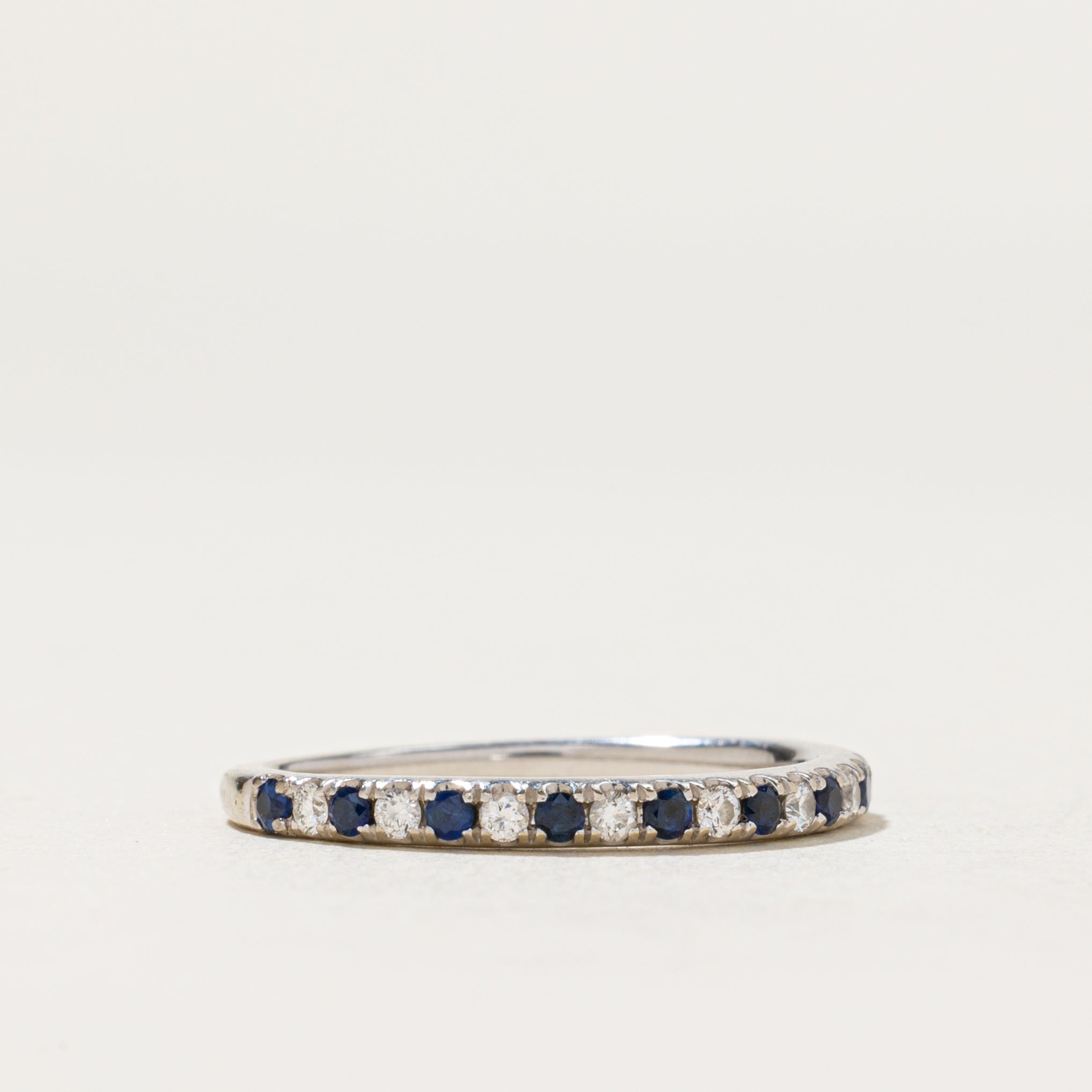 Semi Eternity Sapphire & Diamond Ring | 0.10ctw, 0.09ctw | SZ 5.5