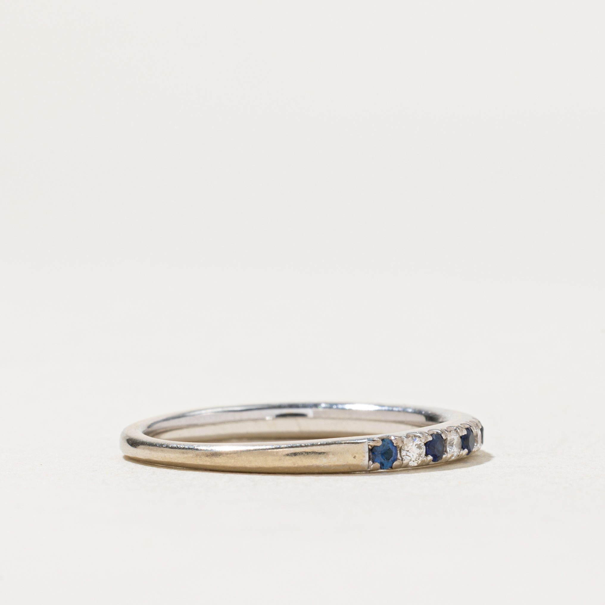 Semi Eternity Sapphire & Diamond Ring | 0.10ctw, 0.09ctw | SZ 5.5