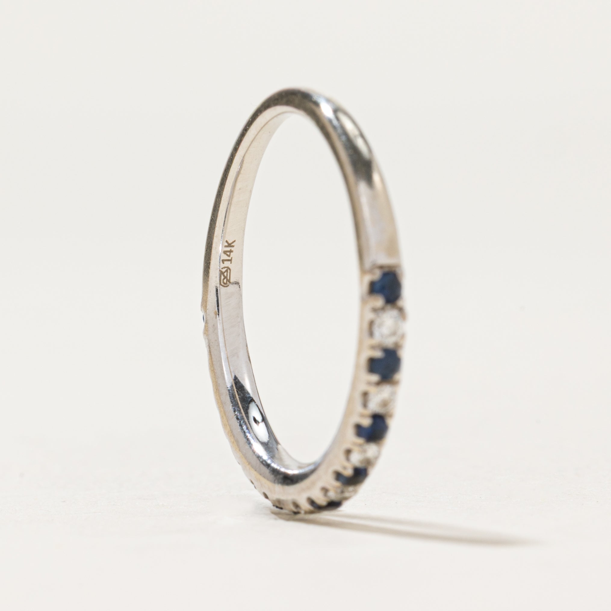 Semi Eternity Sapphire & Diamond Ring | 0.10ctw, 0.09ctw | SZ 5.5