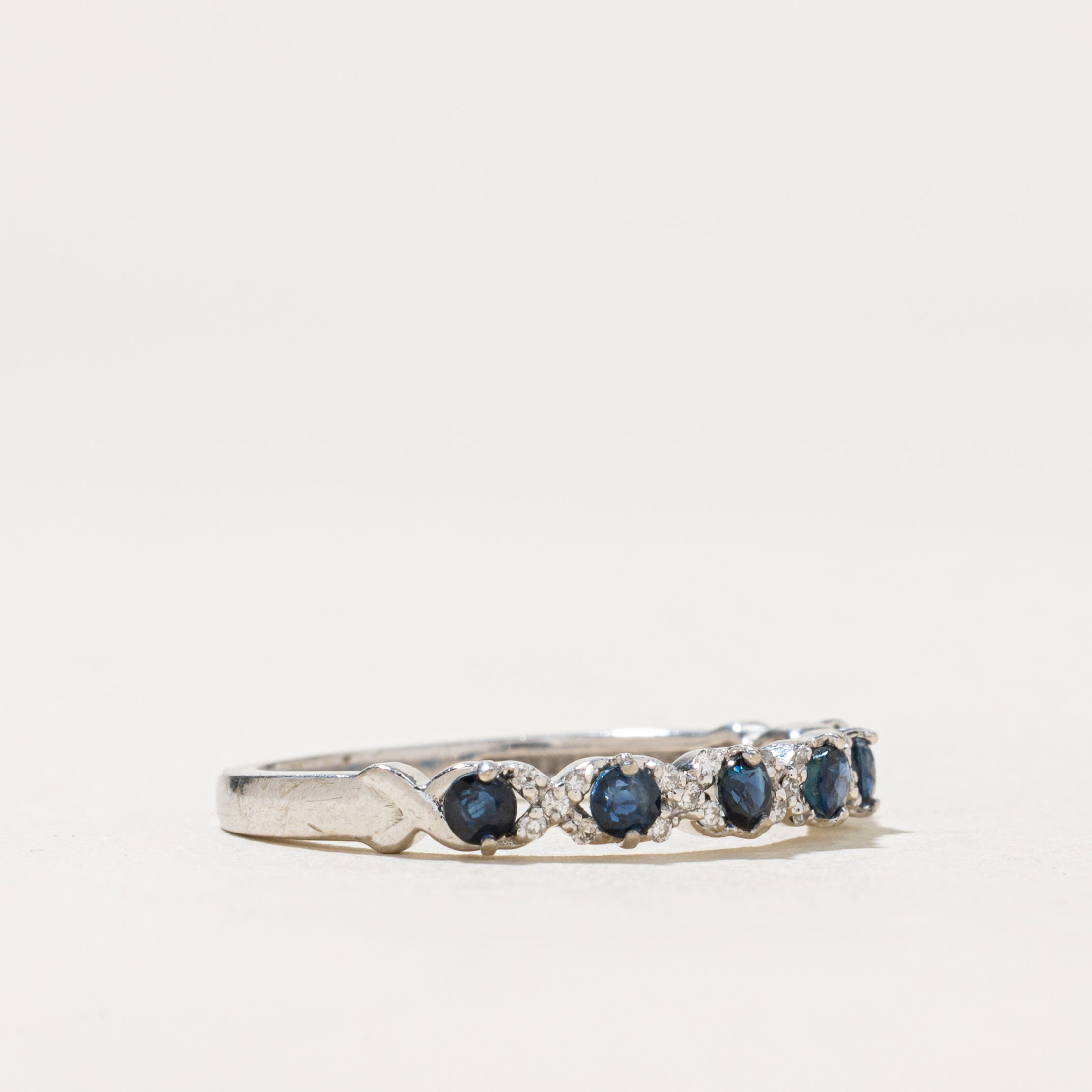 Semi Eternity Sapphire & Diamond Ring | 0.40ctw, 0.03ctw | SZ 6.75