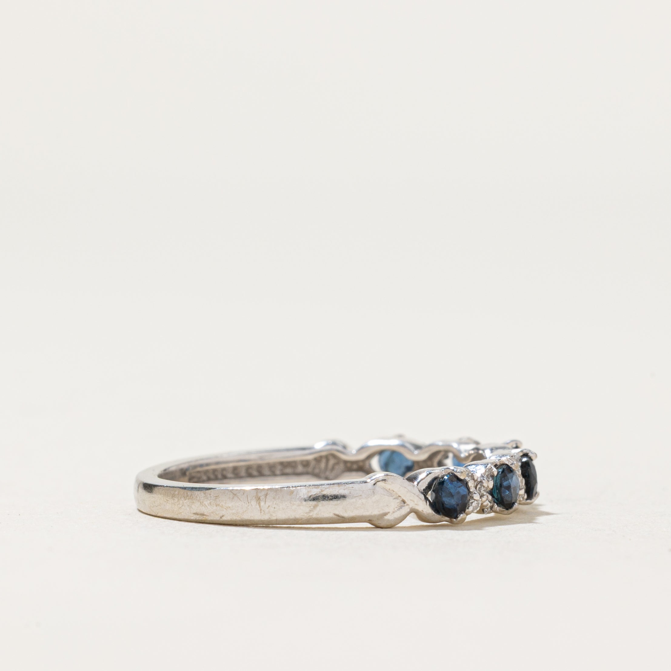 Semi Eternity Sapphire & Diamond Ring | 0.40ctw, 0.03ctw | SZ 6.75