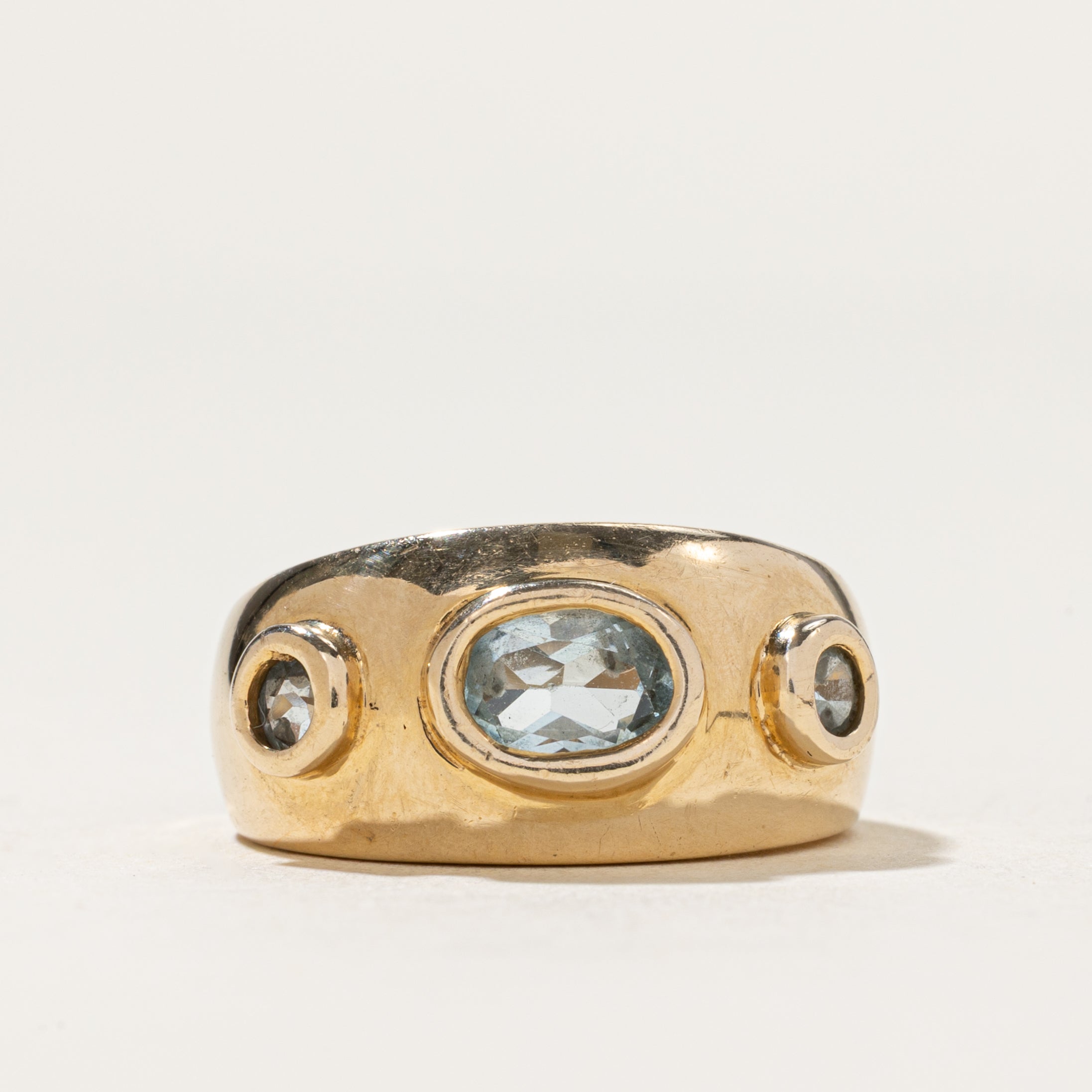 Three Stone Bezel Set Topaz Chunky Ring | 1.00ctw | SZ 6