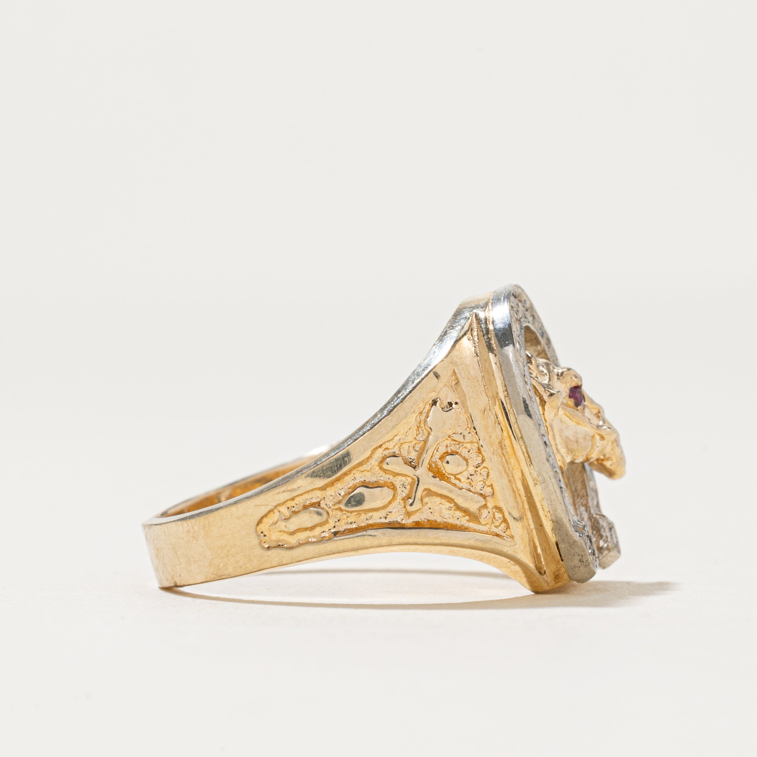 Diamond & Ruby Horseshoe Ring | 0.10ctw, 0.01ct | SZ 9.5