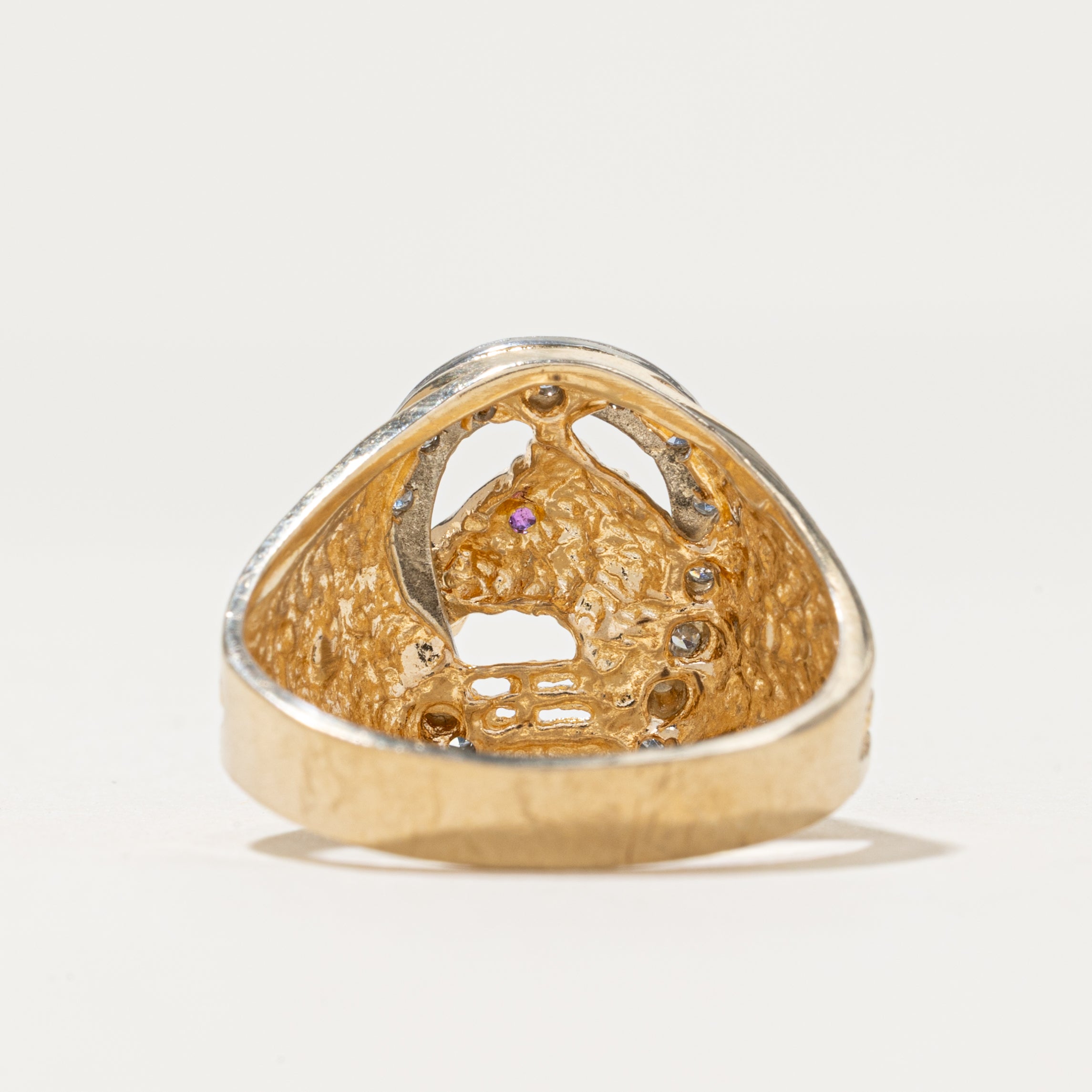 Diamond & Ruby Horseshoe Ring | 0.10ctw, 0.01ct | SZ 9.5