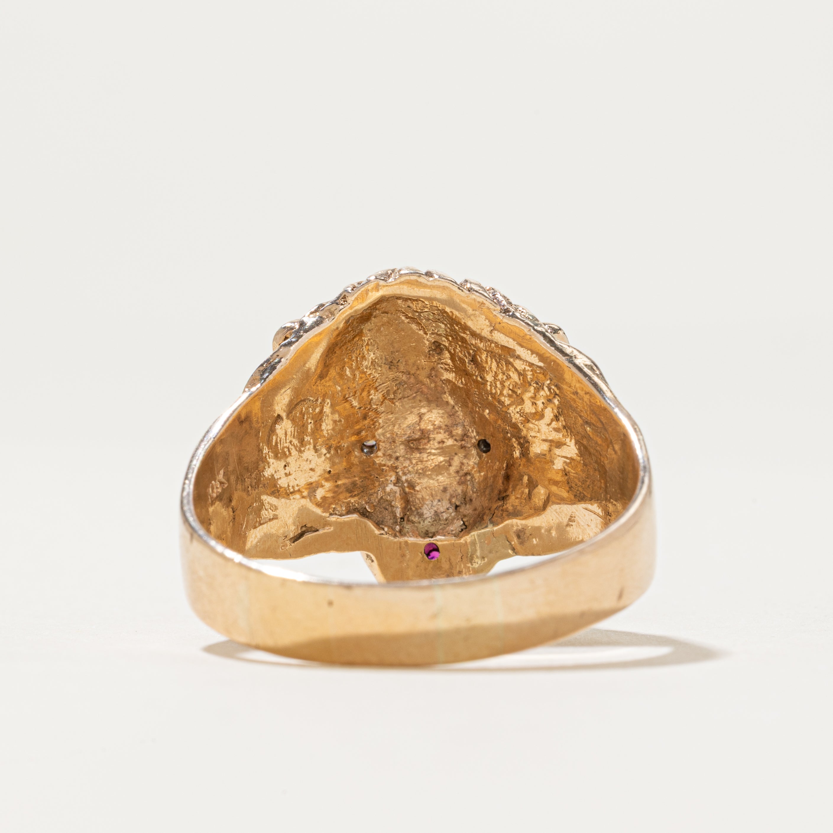 Diamond & Synthetic Ruby Lion Head Ring | 0.04ctw, 0.03ct | SZ 14
