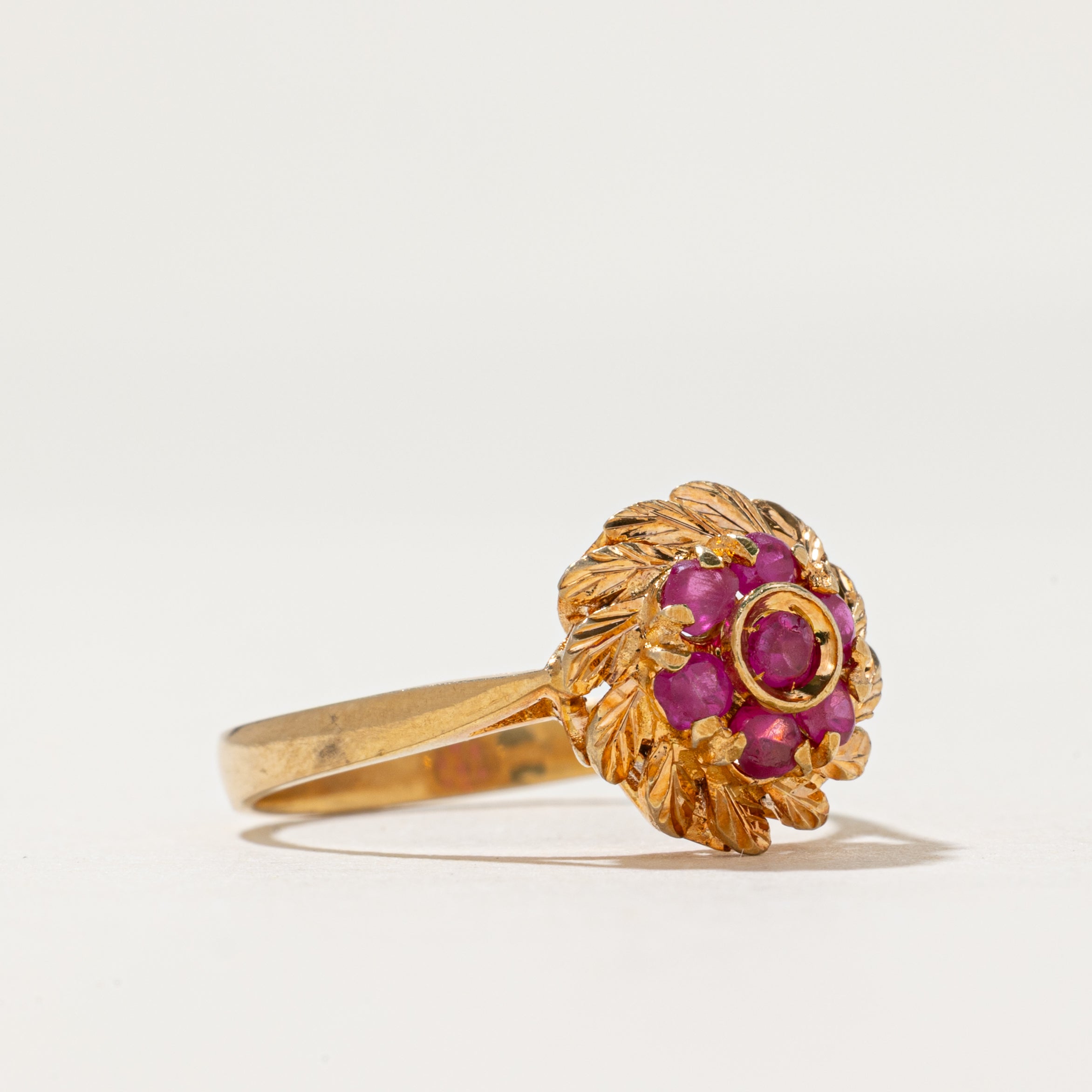 Synthetic Ruby Flower Ring | 0.26ctw | SZ 7.5