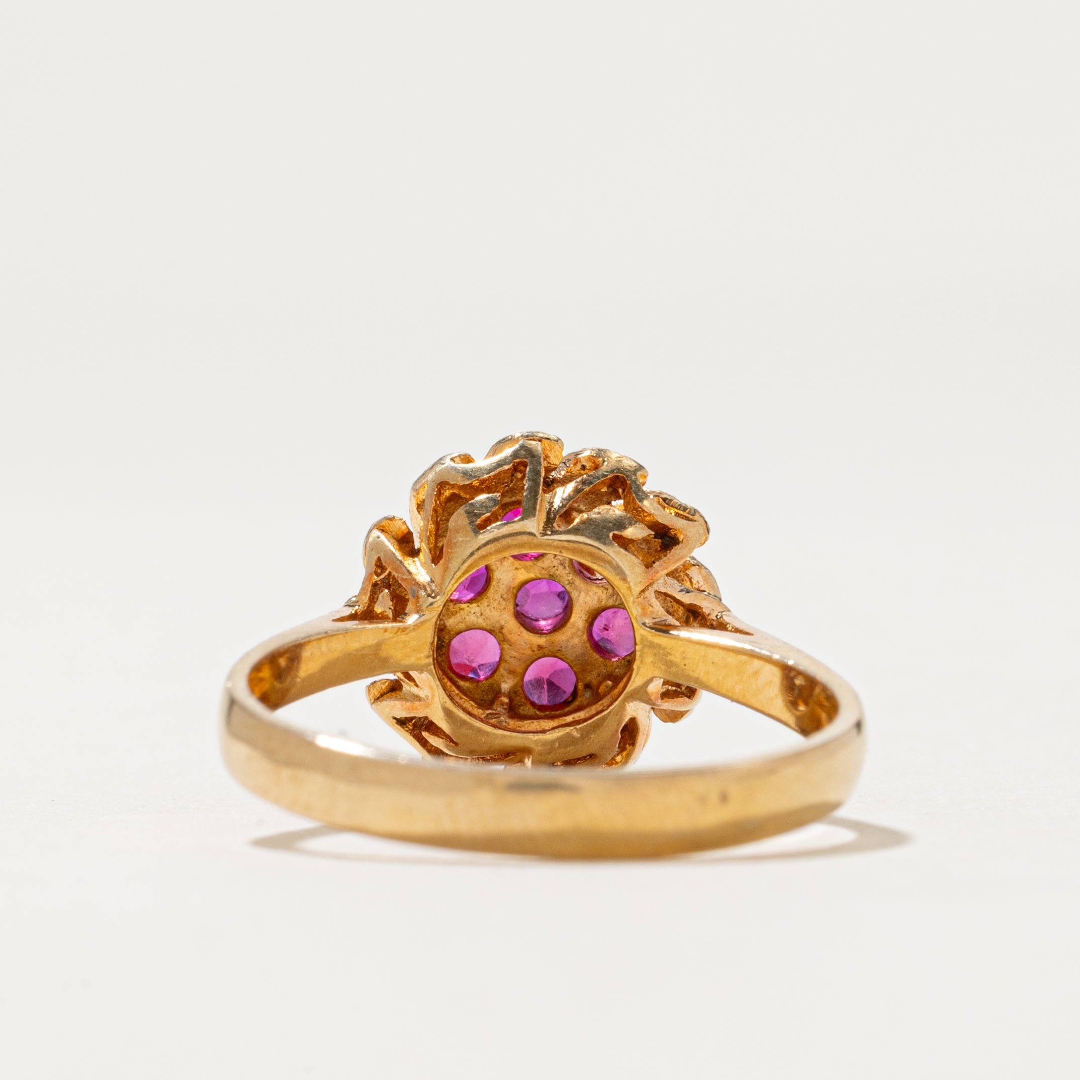Synthetic Ruby Flower Ring | 0.26ctw | SZ 7.5