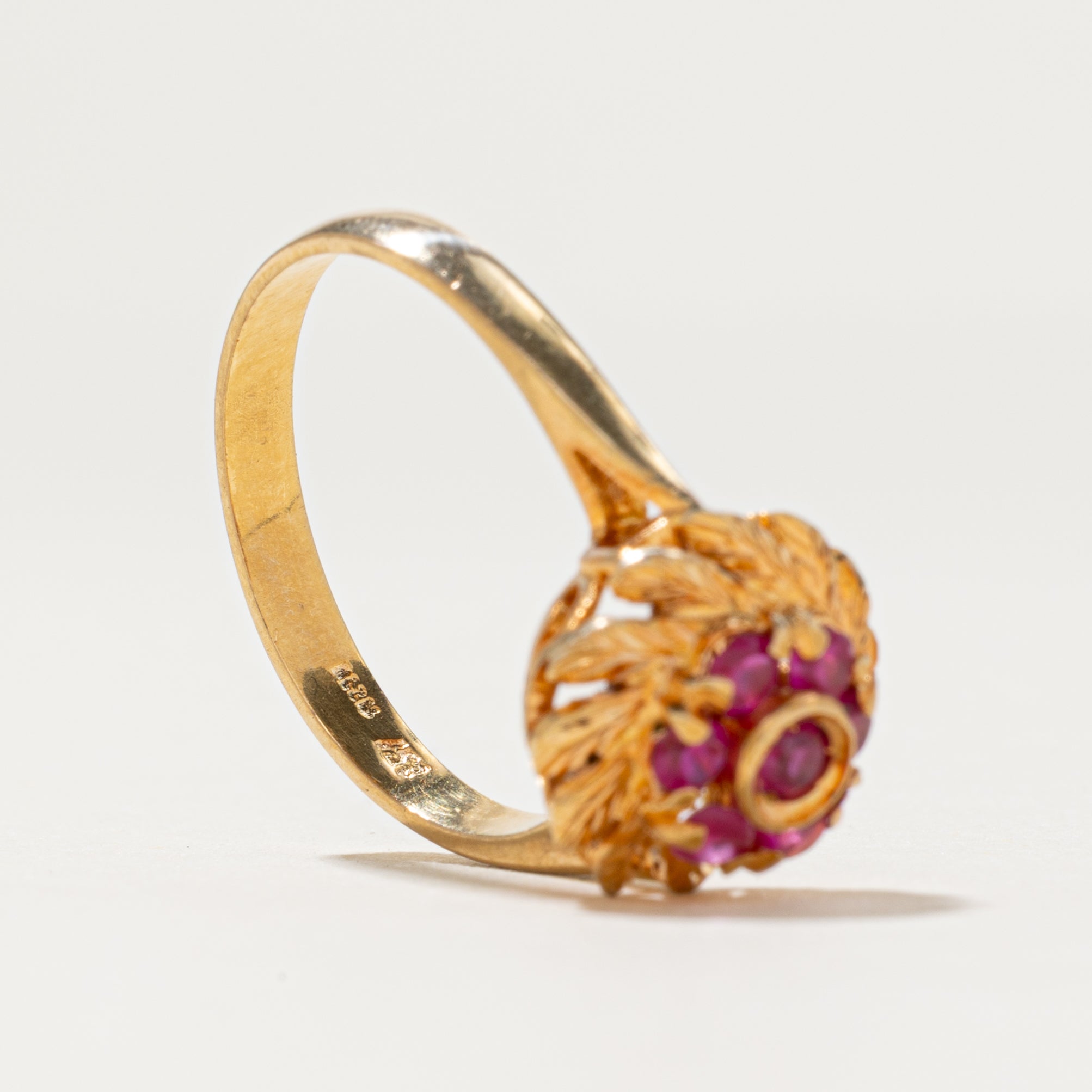 Synthetic Ruby Flower Ring | 0.26ctw | SZ 7.5