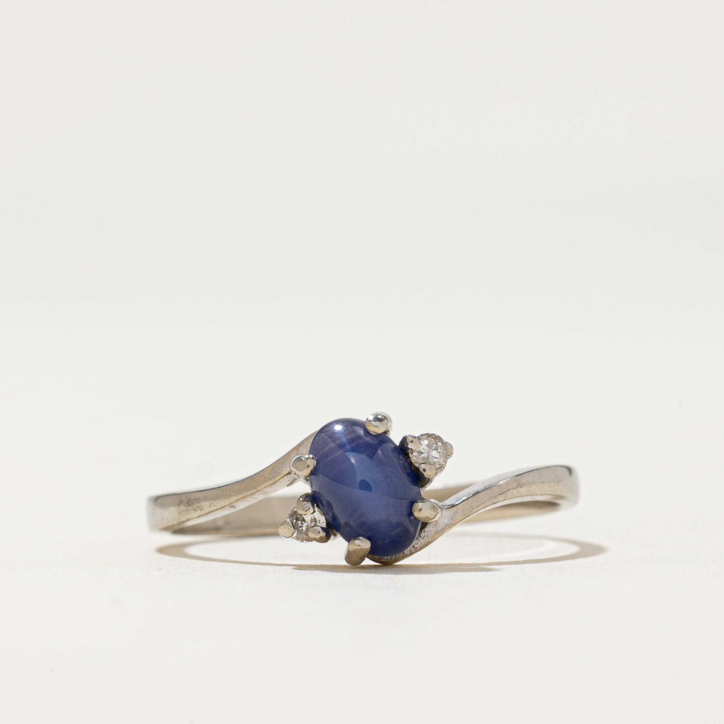 Synthetic Sapphire & Diamond Bypass Ring | 0.70ct, 0.02ctw | SZ 7.25