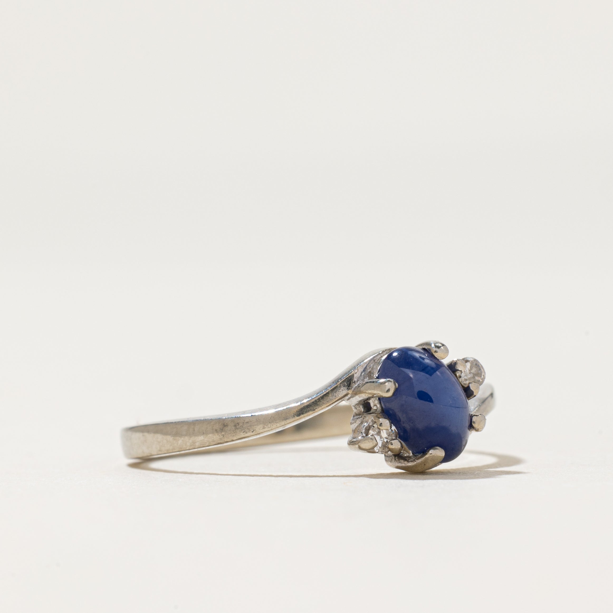 Synthetic Sapphire & Diamond Bypass Ring | 0.70ct, 0.02ctw | SZ 7.25