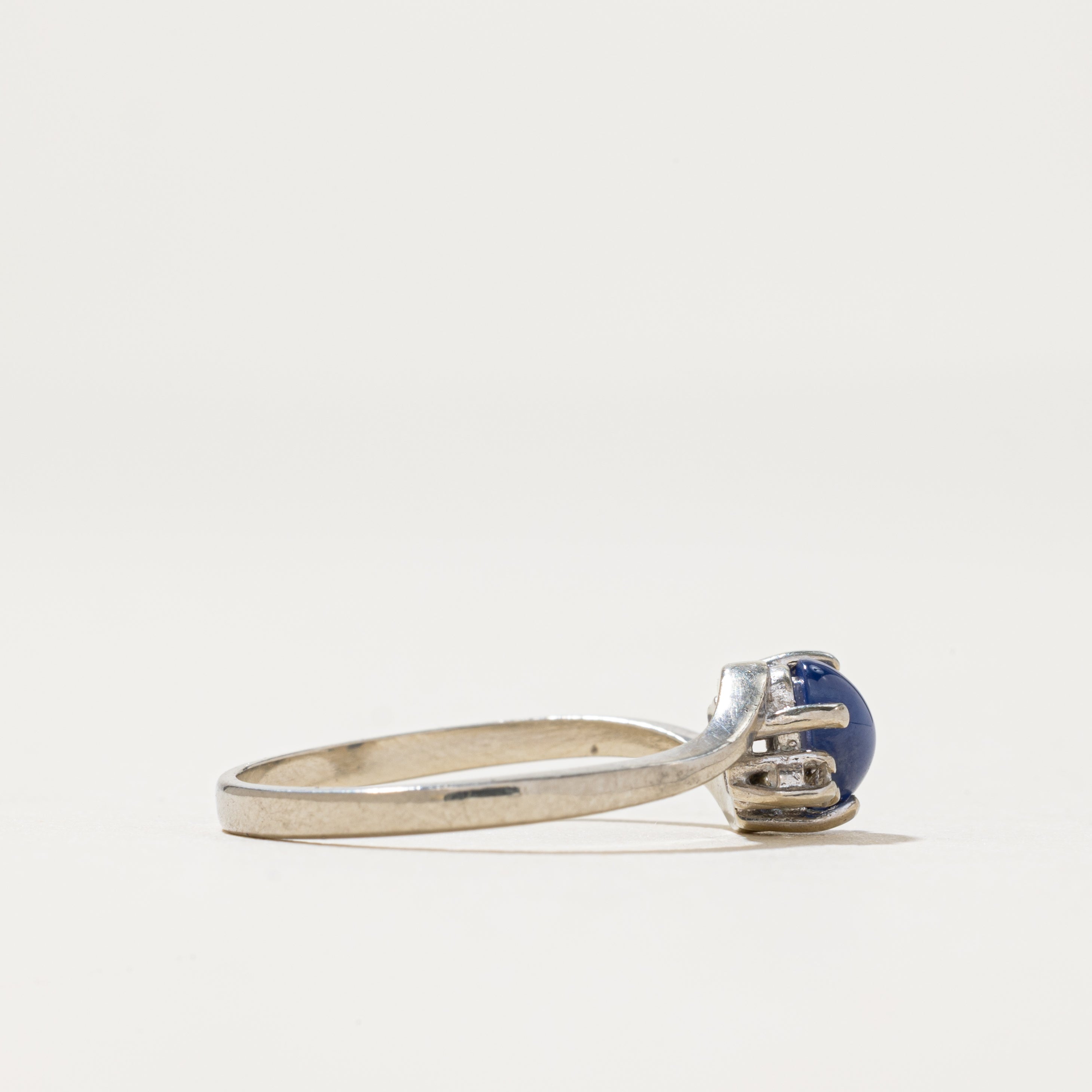 Synthetic Sapphire & Diamond Bypass Ring | 0.70ct, 0.02ctw | SZ 7.25