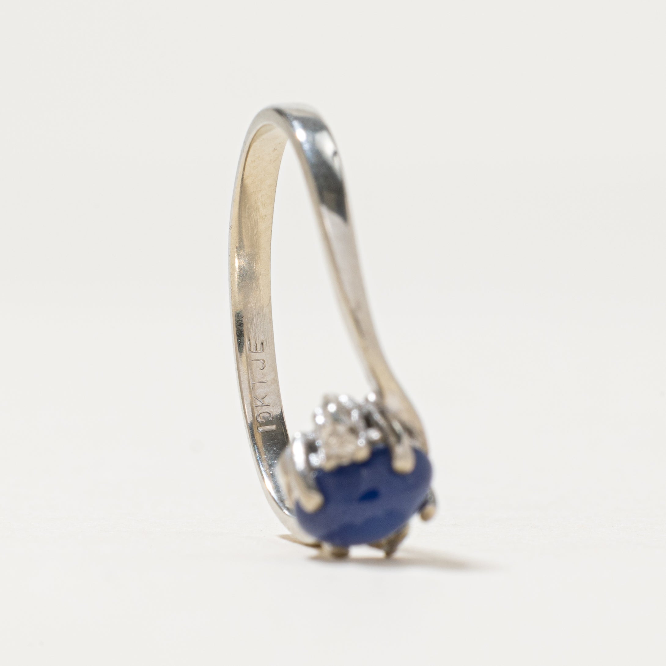 Synthetic Sapphire & Diamond Bypass Ring | 0.70ct, 0.02ctw | SZ 7.25