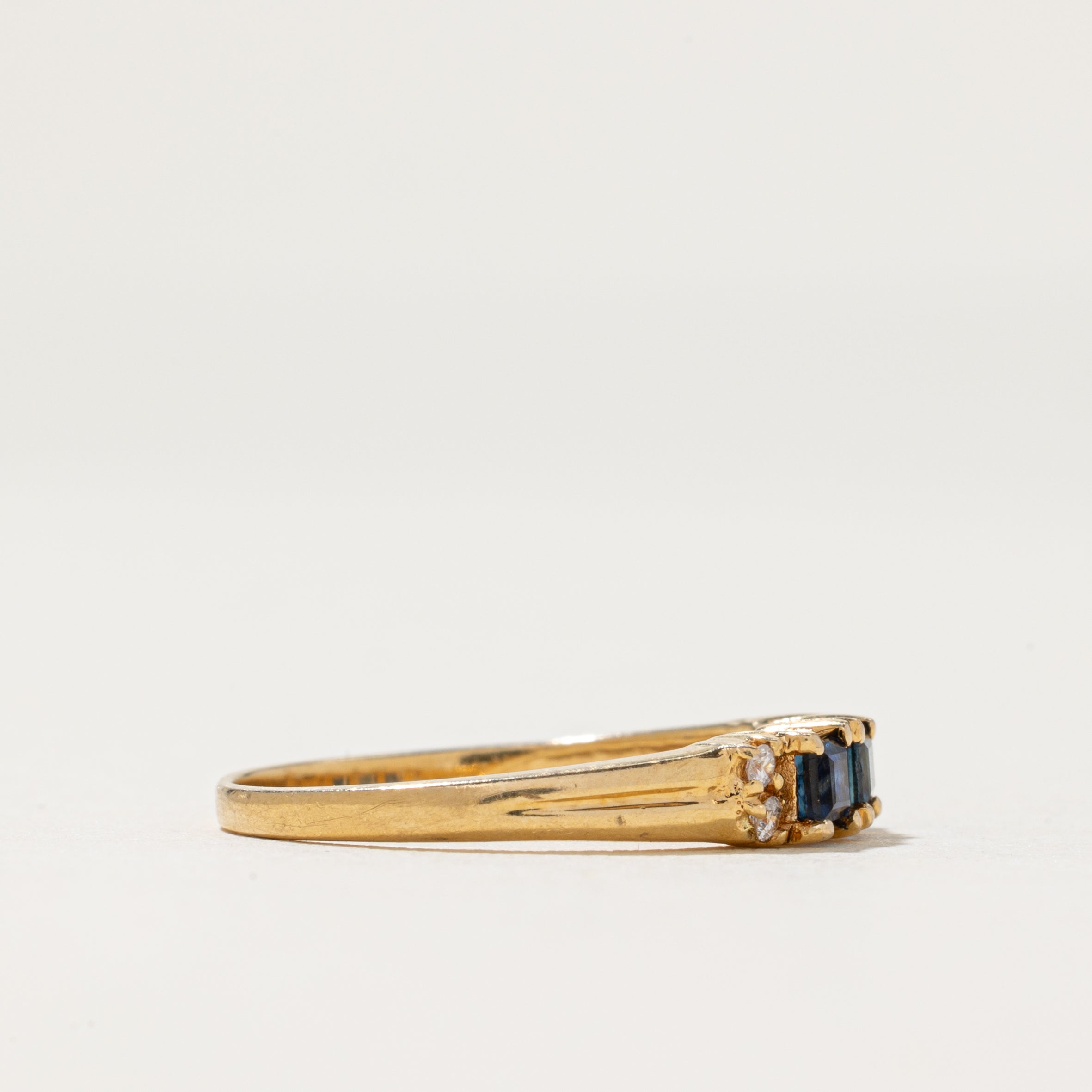 Three Stone Sapphire & Diamond Ring | 0.30ctw, 0.02ctw | SZ 5.75