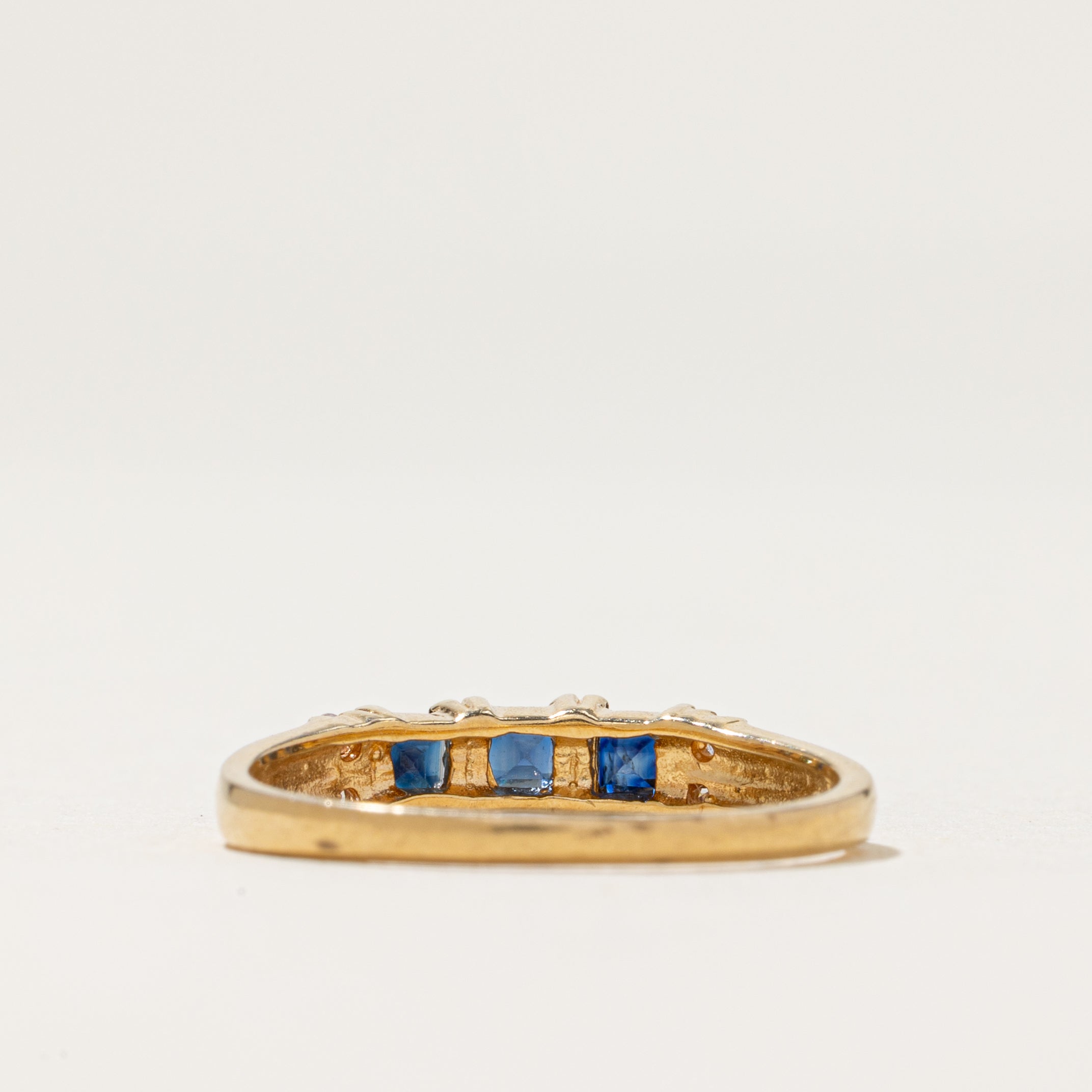 Three Stone Sapphire & Diamond Ring | 0.30ctw, 0.02ctw | SZ 5.75