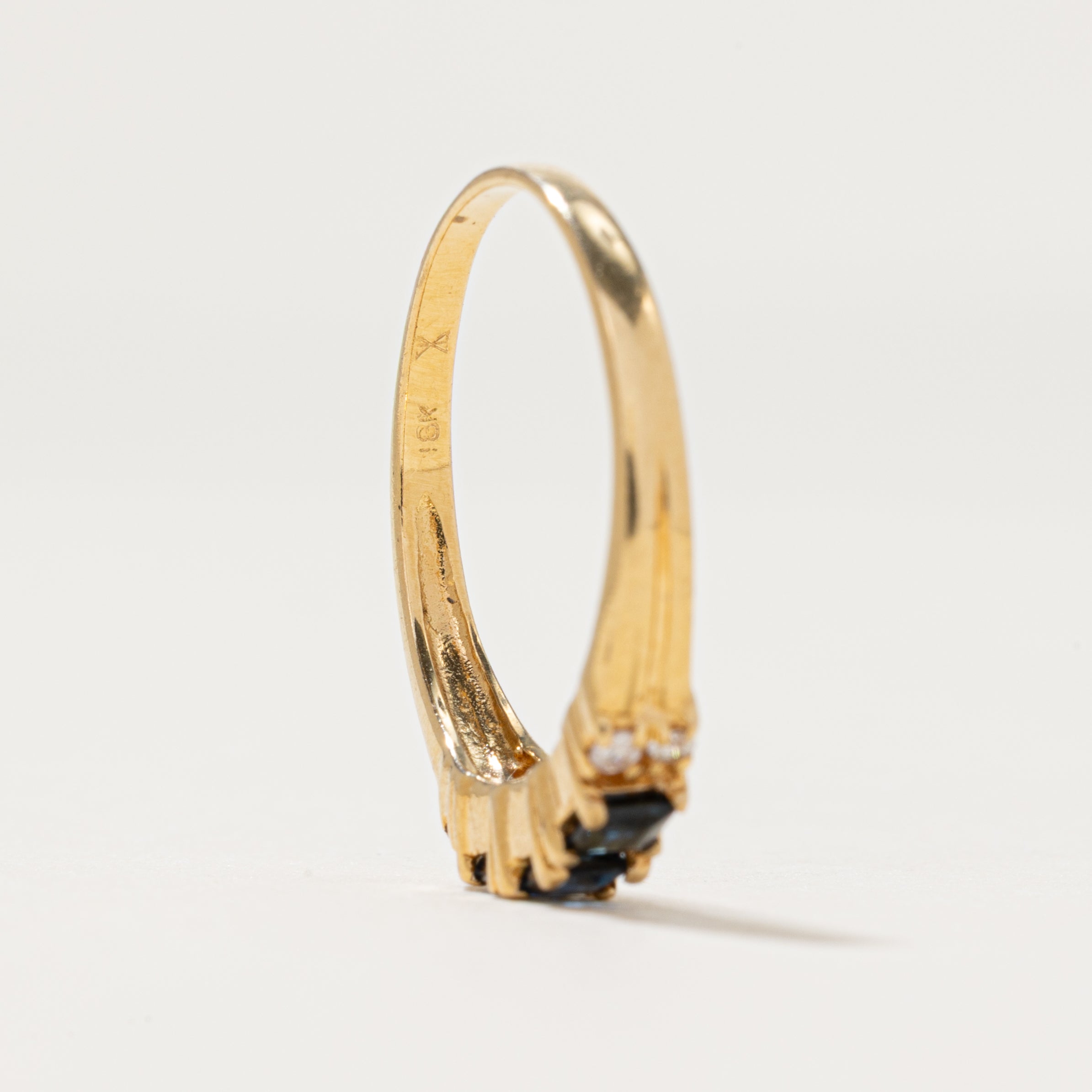 Three Stone Sapphire & Diamond Ring | 0.30ctw, 0.02ctw | SZ 5.75