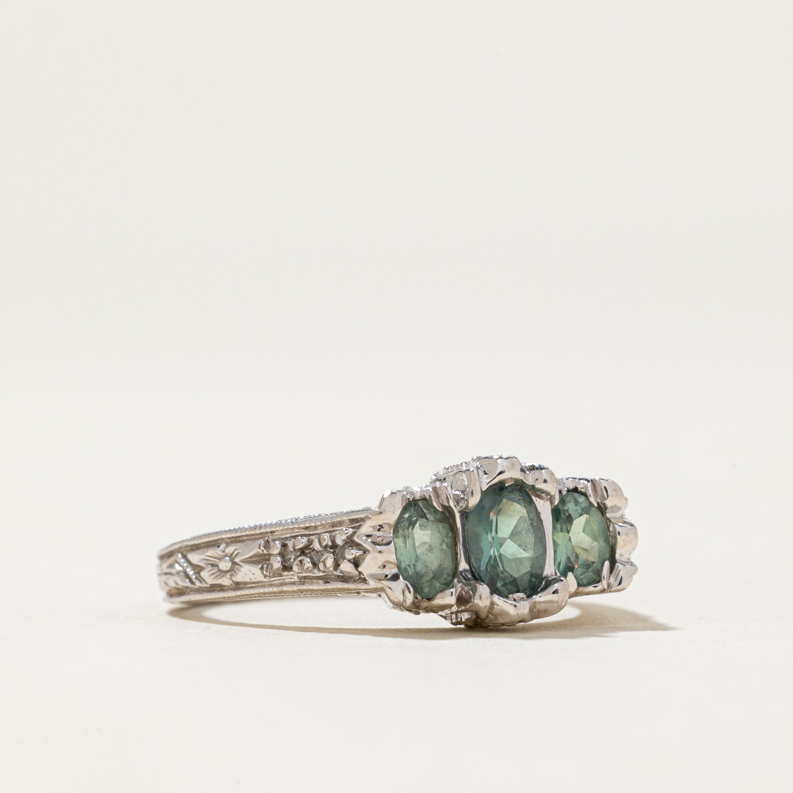 Three Stone Chrysoberyl & Diamond Ring | 0.50ctw, 0.02ctw | SZ 6