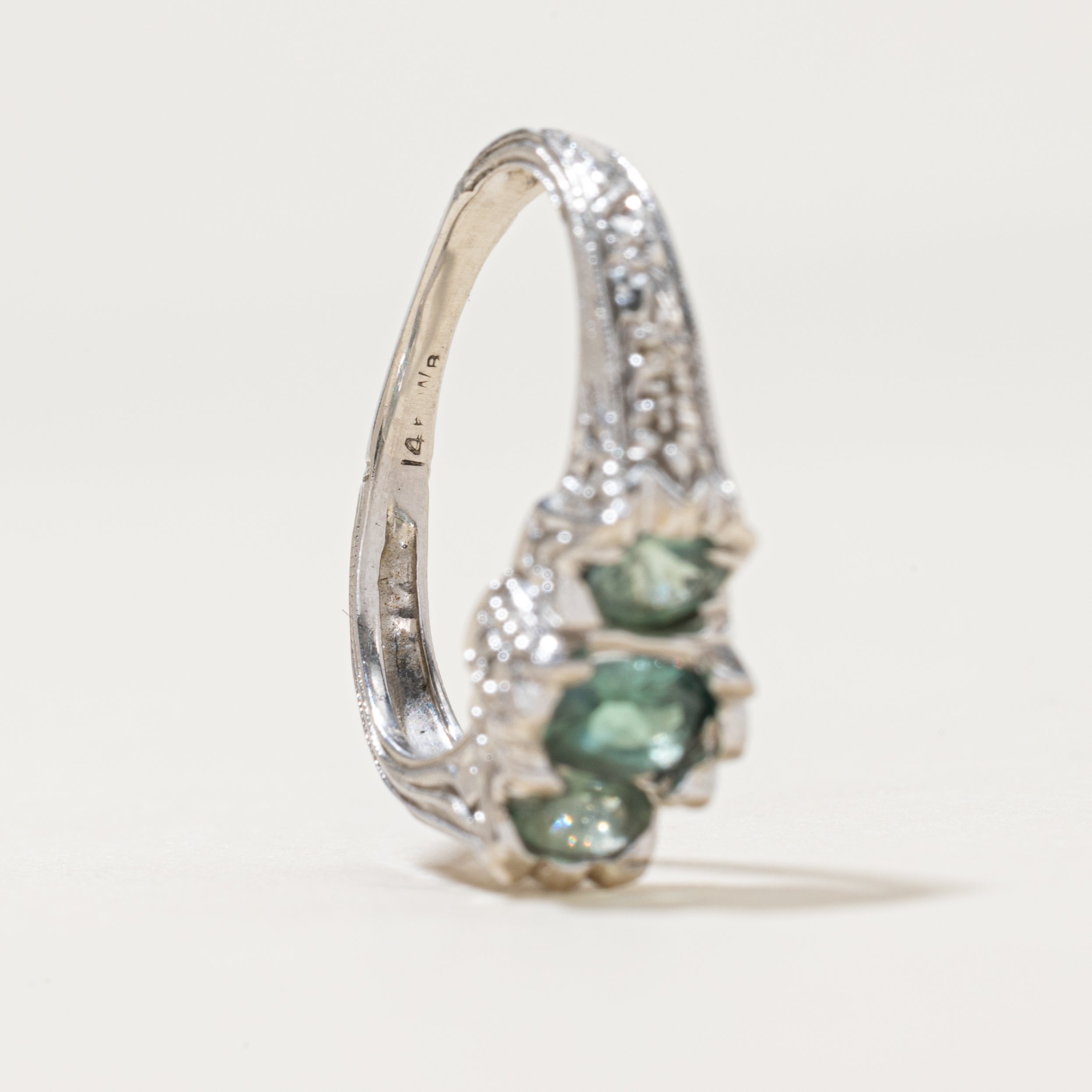 Three Stone Chrysoberyl & Diamond Ring | 0.50ctw, 0.02ctw | SZ 6