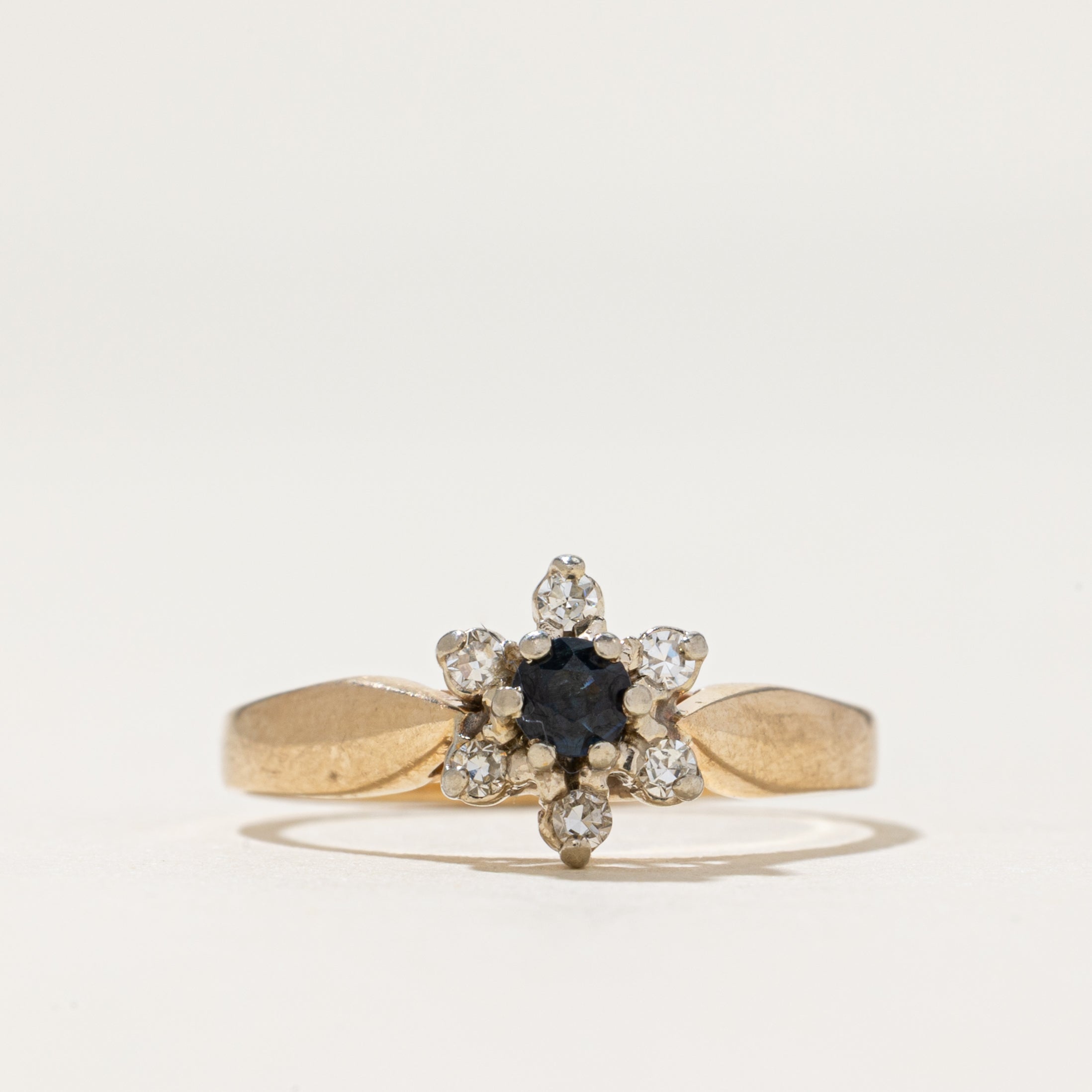 Sapphire & Diamond Petal Ring | 0.06ct, 0.07ctw | SZ 6