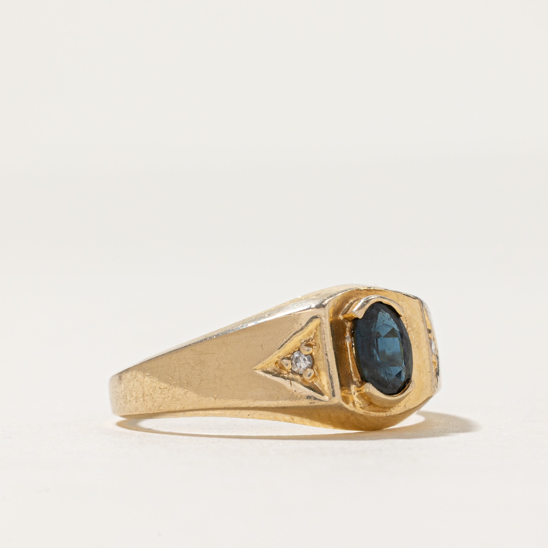 Oval Cut Sapphire & Diamond Ring | 0.36ct, 0.01ctw | SZ 7.75