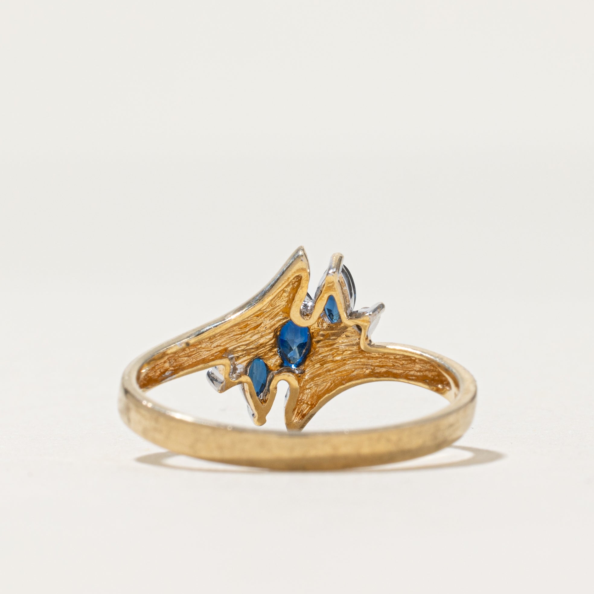 Marquise Cut Sapphire & Diamond Bypass Ring | 0.32ctw, 0.01ctw | SZ 7