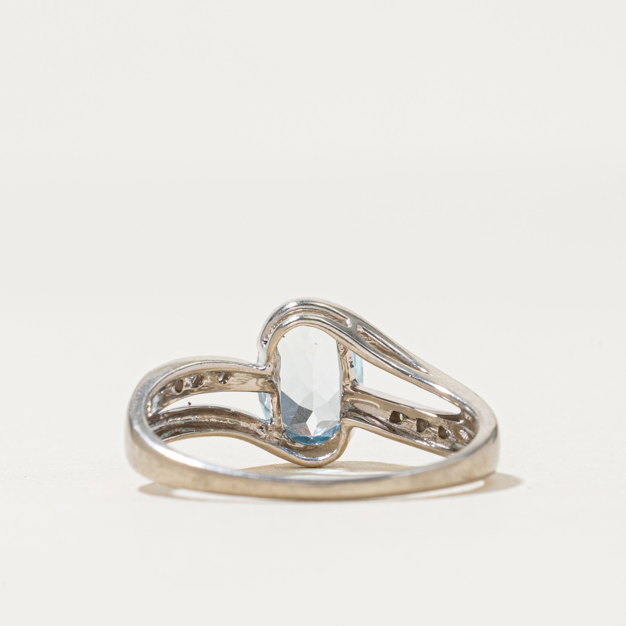 Semi Bezel Topaz & Diamond Bypass Ring | 1.10ct, 0.03ctw | SZ 7.25