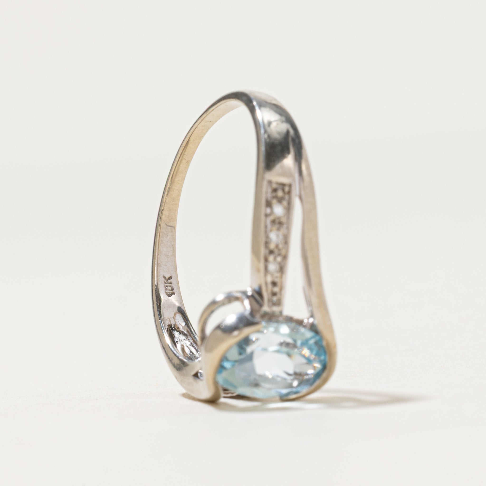 Semi Bezel Topaz & Diamond Bypass Ring | 1.10ct, 0.03ctw | SZ 7.25