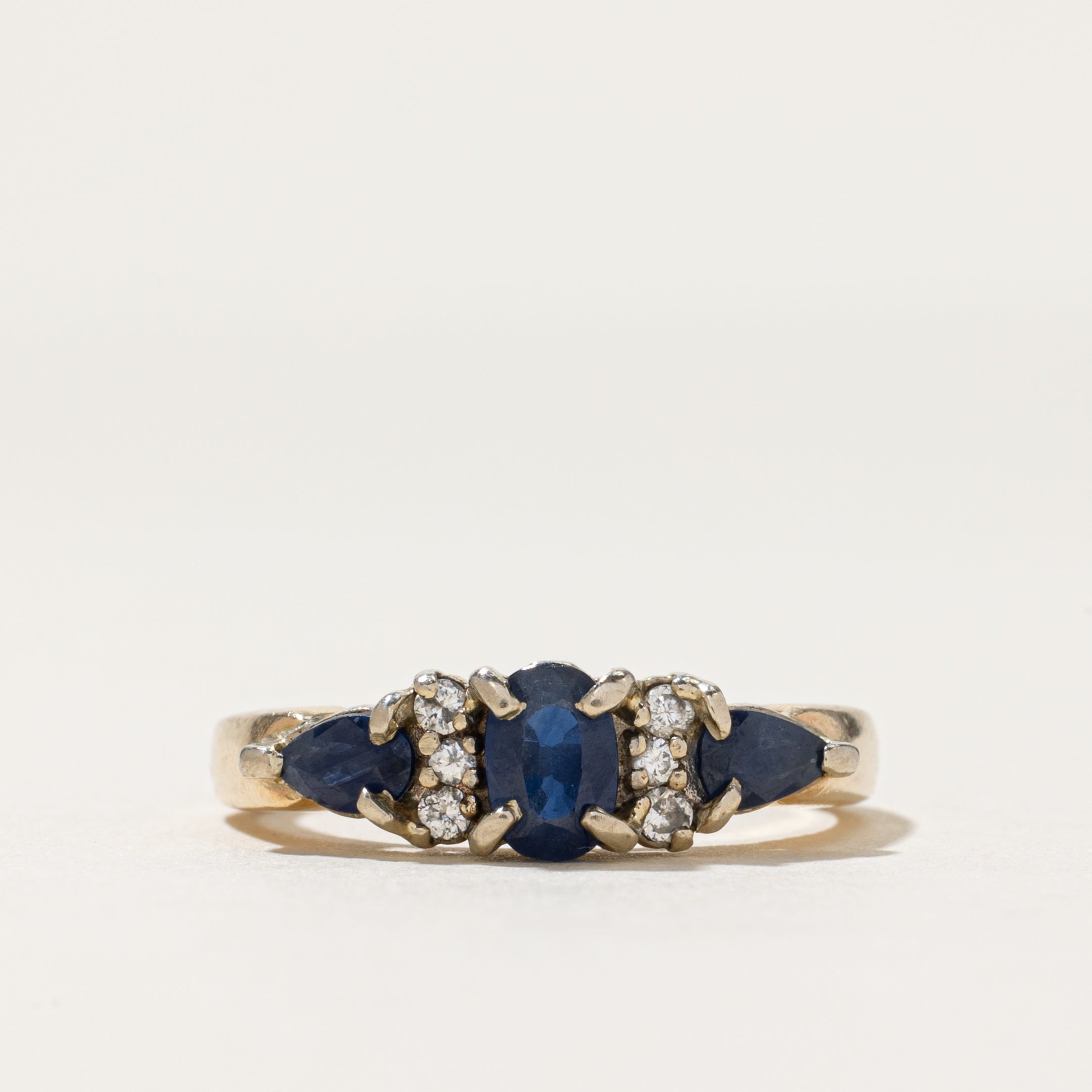 Mixed Cut Sapphire & Diamond Ring | 0.92ctw, 0.06ctw | SZ 7.5