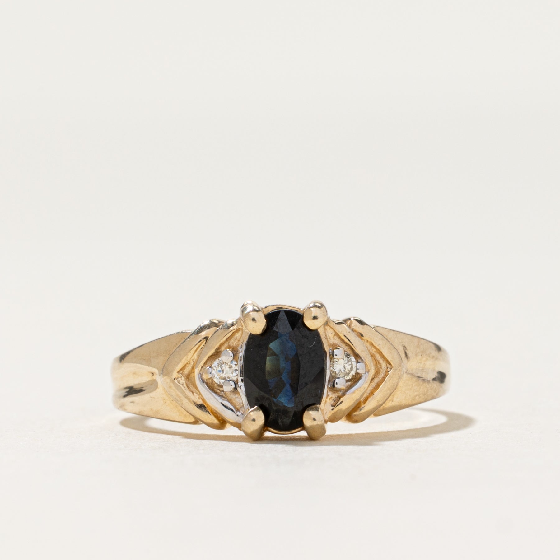Oval Cut Sapphire & Diamond Ring | 0.50ct, 0.02ctw | SZ 4.75