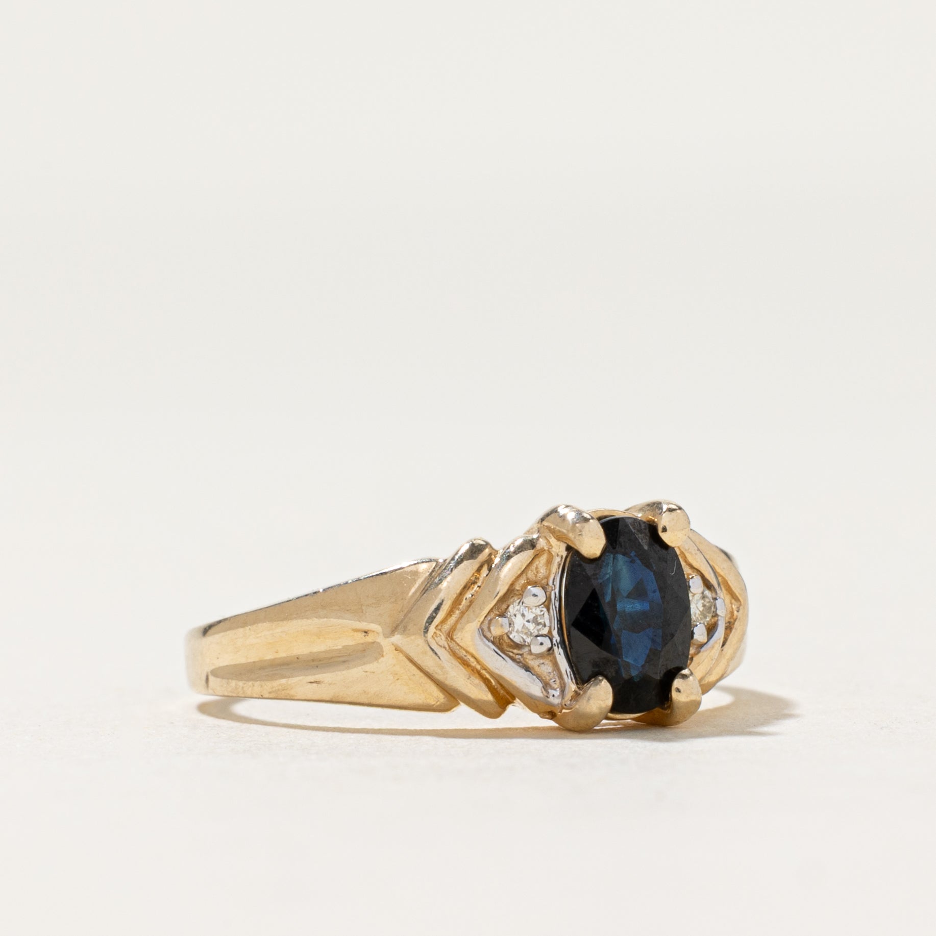 Oval Cut Sapphire & Diamond Ring | 0.50ct, 0.02ctw | SZ 4.75