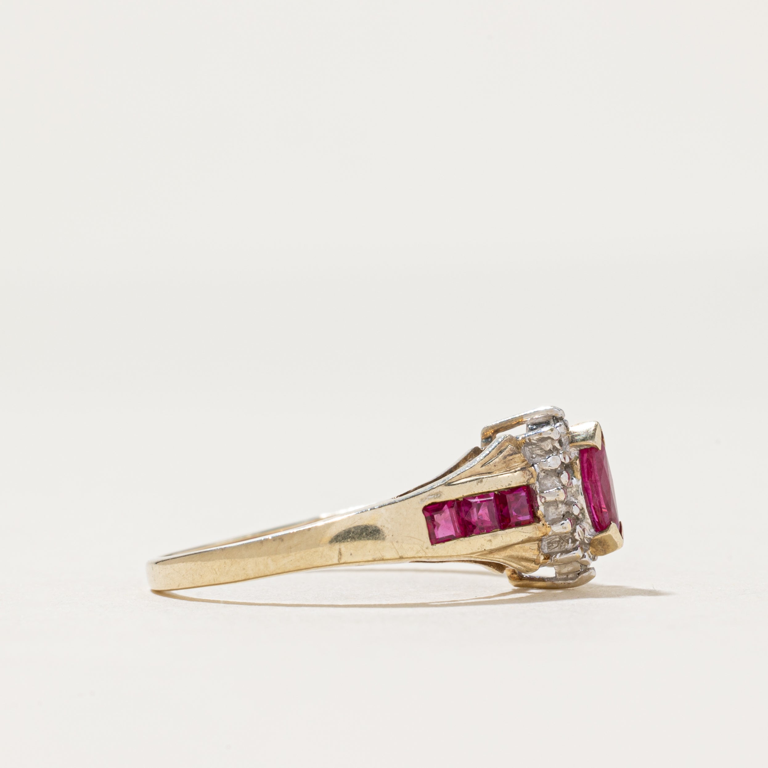Marquise Cut Ruby & Diamond Ring | 0.56ctw, 0.03ctw | SZ 7