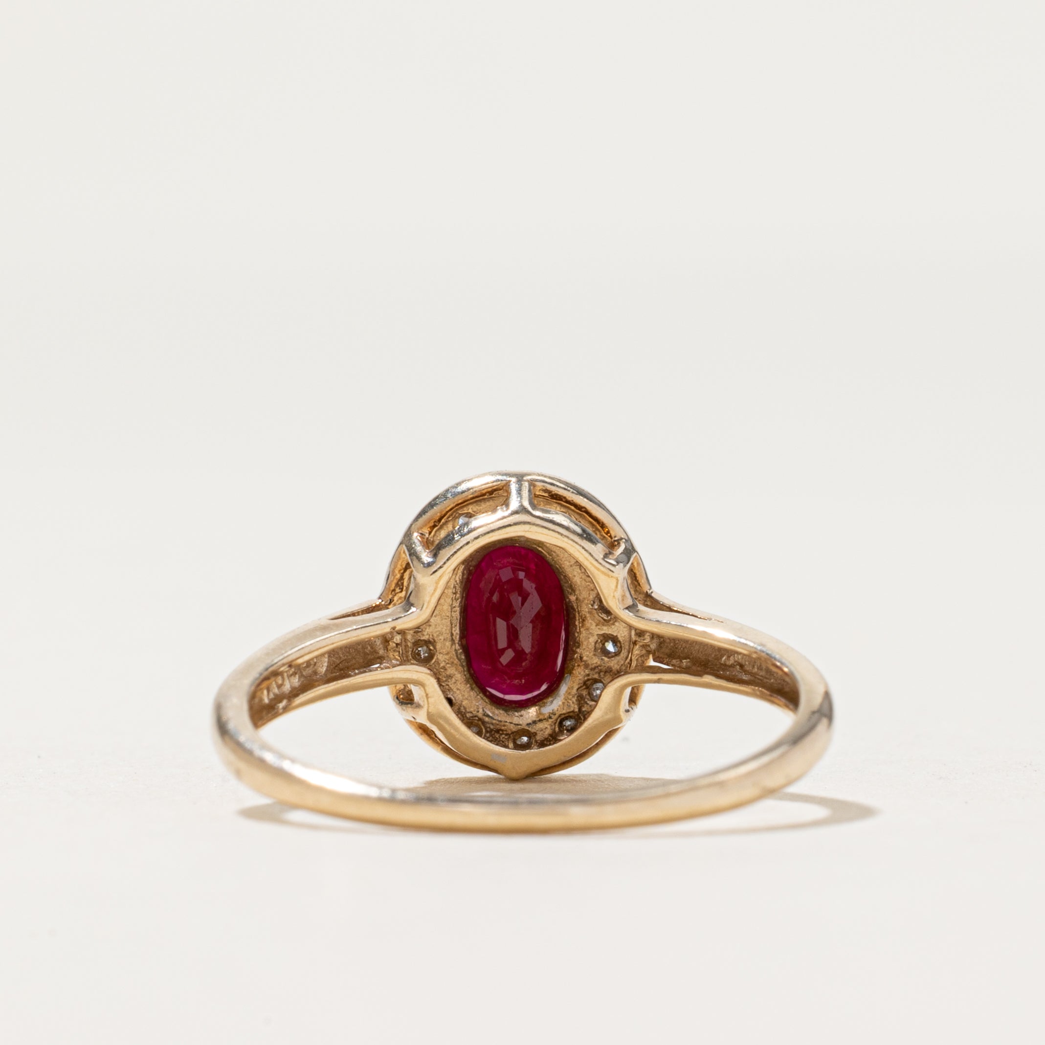 Ruby & Diamond Halo Ring | 0.65ct, 0.06ctw | SZ 6