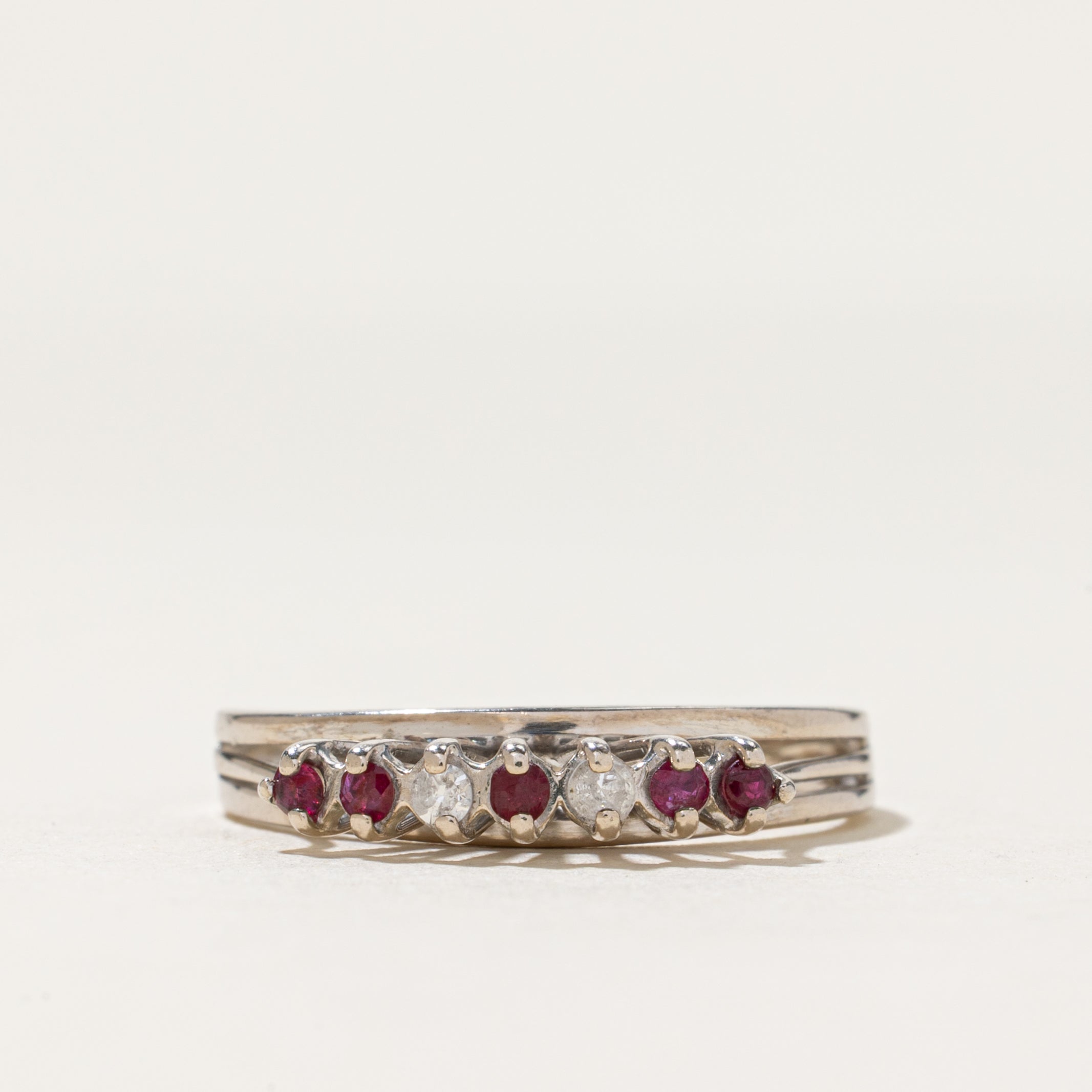 High Set Diamond & Ruby Ring | 0.06ctw, 0.05ctw | SZ 8.5