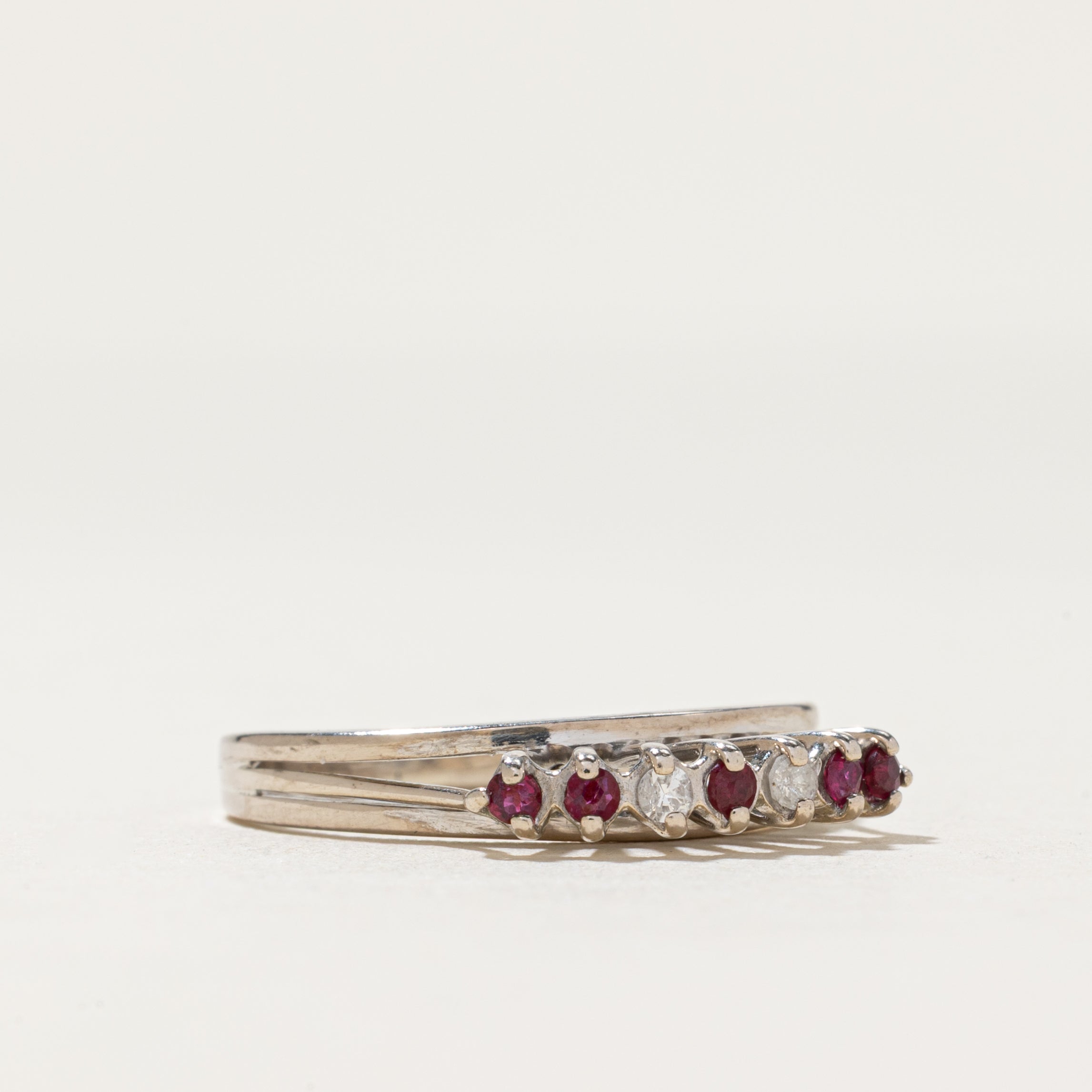 High Set Diamond & Ruby Ring | 0.06ctw, 0.05ctw | SZ 8.5