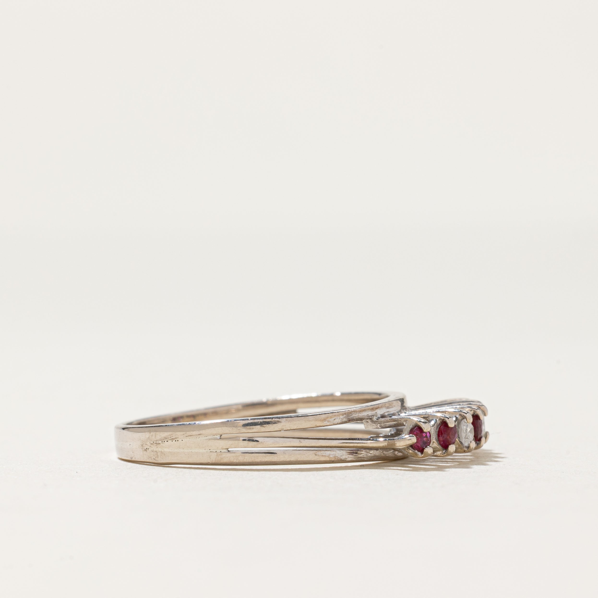 High Set Diamond & Ruby Ring | 0.06ctw, 0.05ctw | SZ 8.5