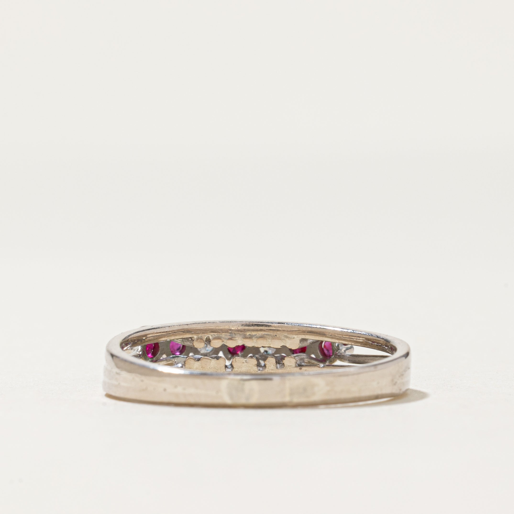 High Set Diamond & Ruby Ring | 0.06ctw, 0.05ctw | SZ 8.5